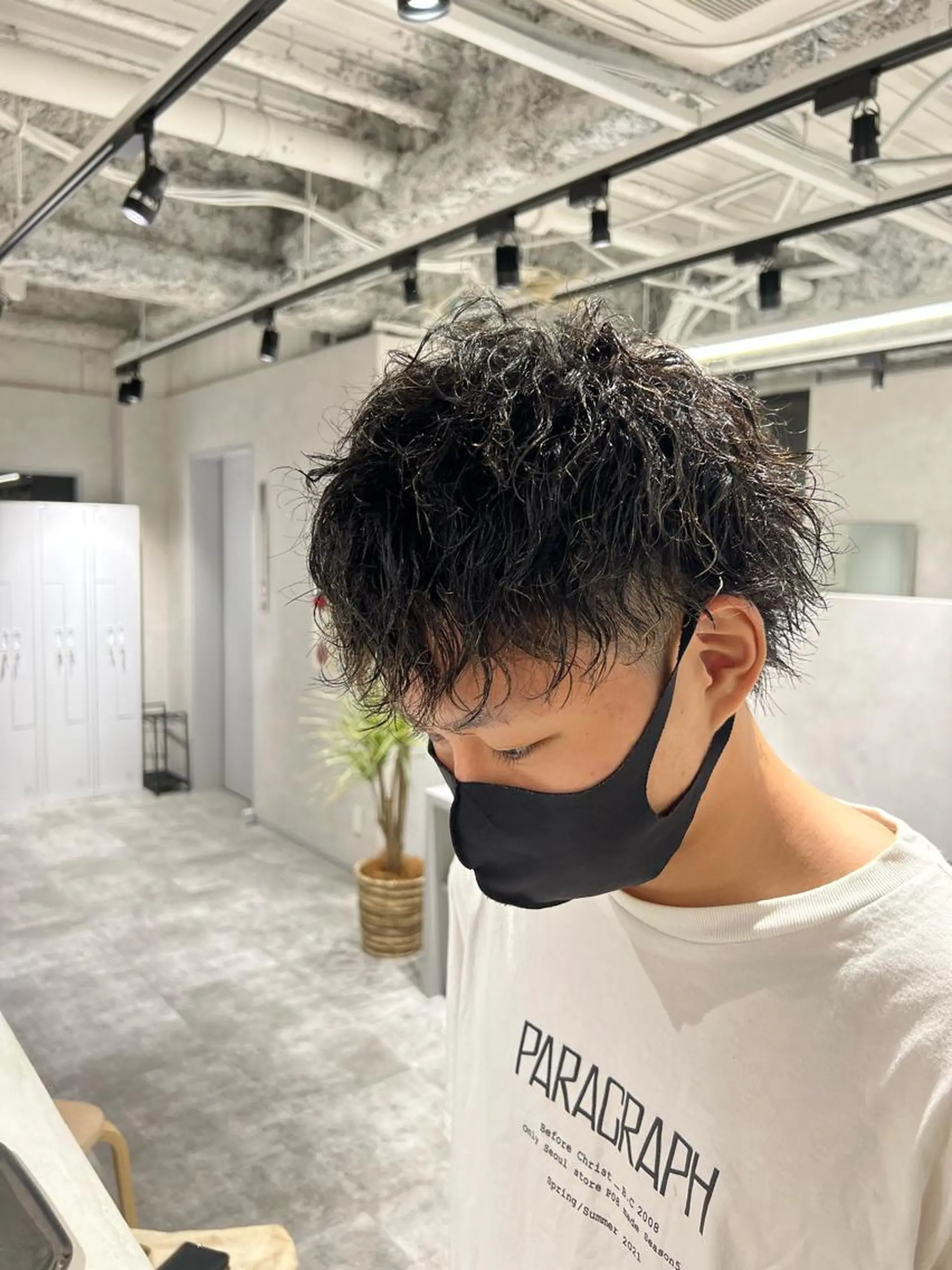 ショート カラー パーマ メンズ 関西センターパート メンズモデル募集のヘアスタイル