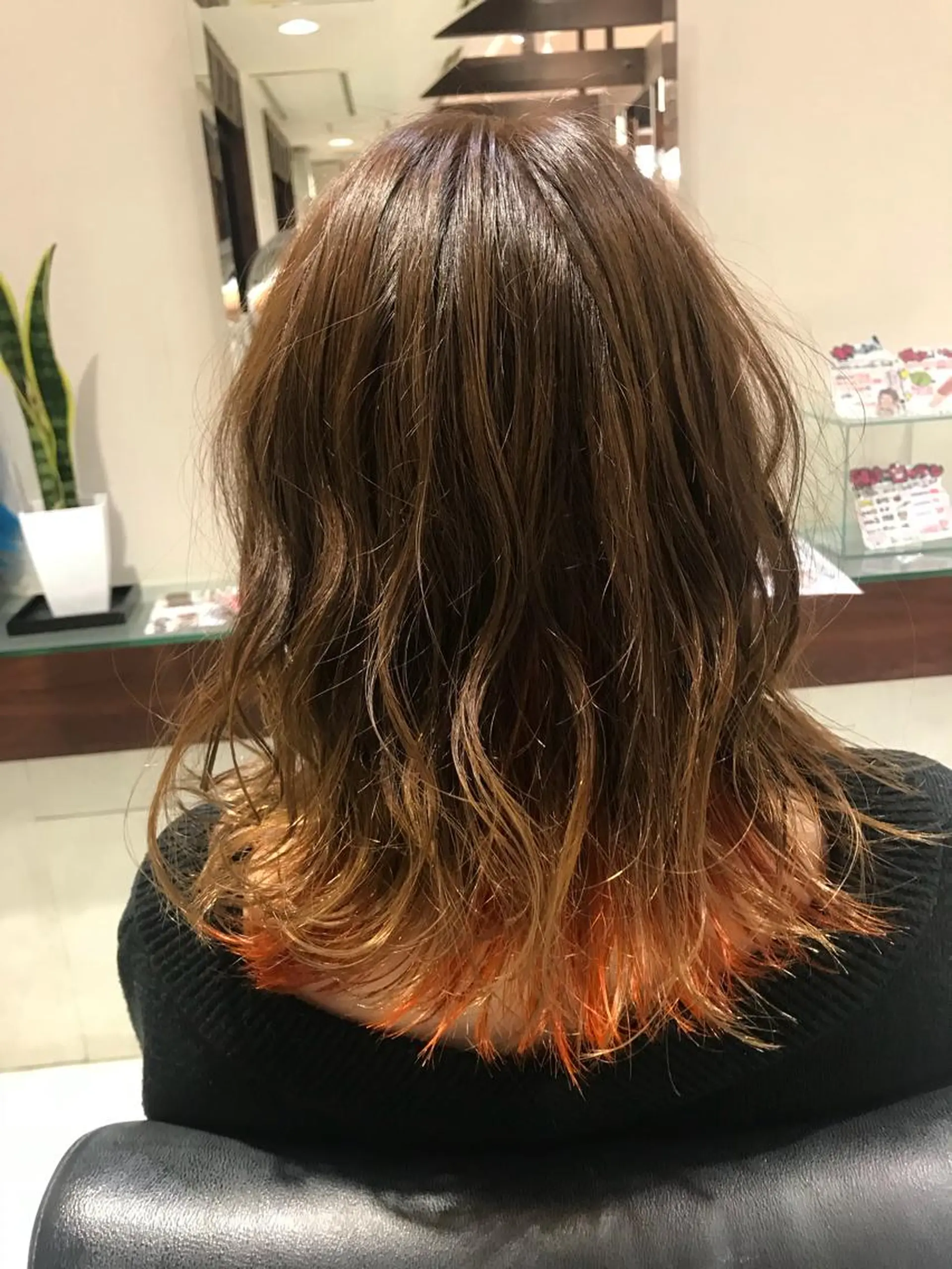 ミディアム カラー インナーカラー オレンジ eyelash イシワタリ🦢のマツエク・マツパデザイン