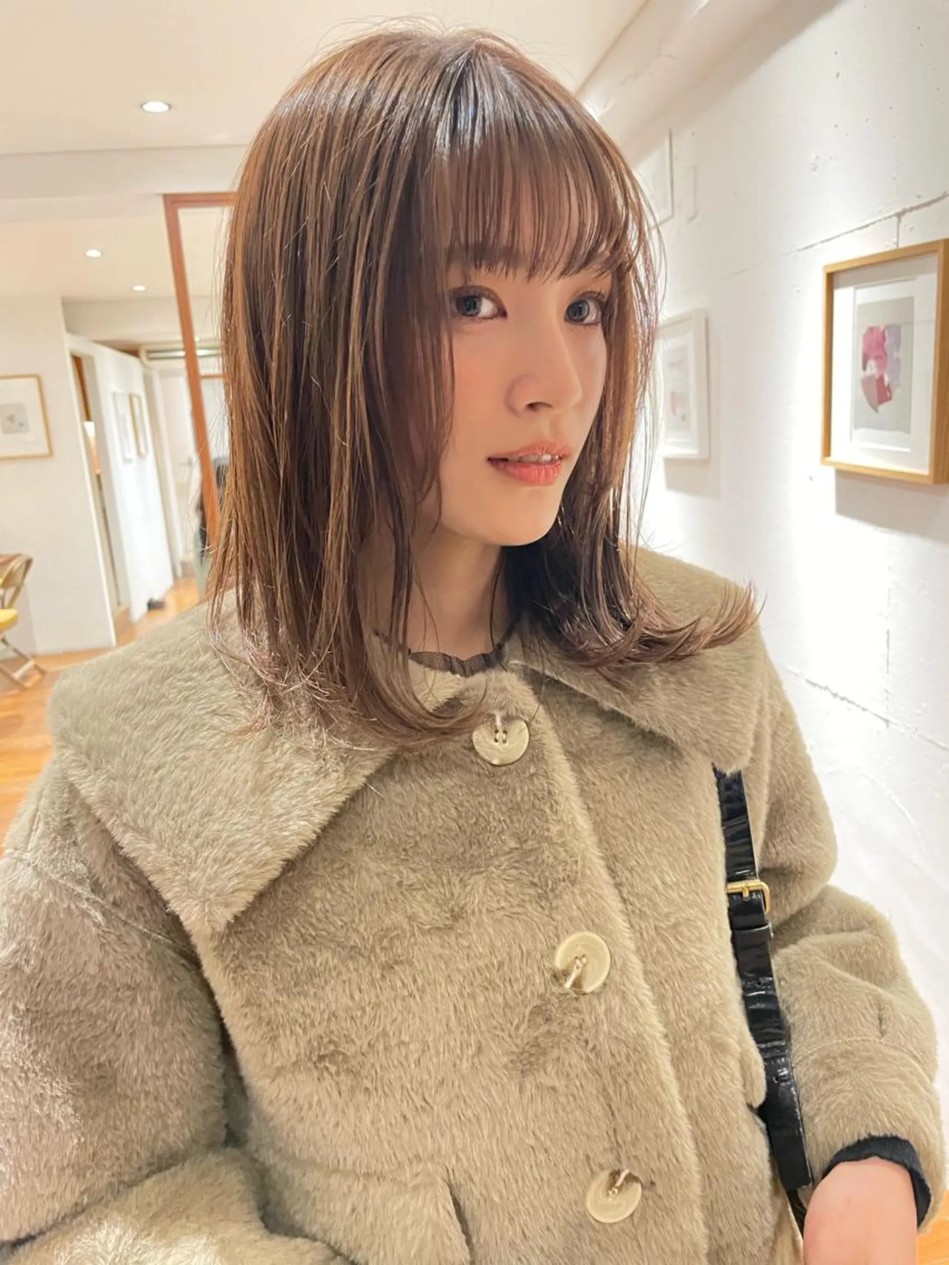 セミロング カラー ヘアアレンジ 小顔レイヤー×コンパ クトボブ/林隆平のヘアスタイル