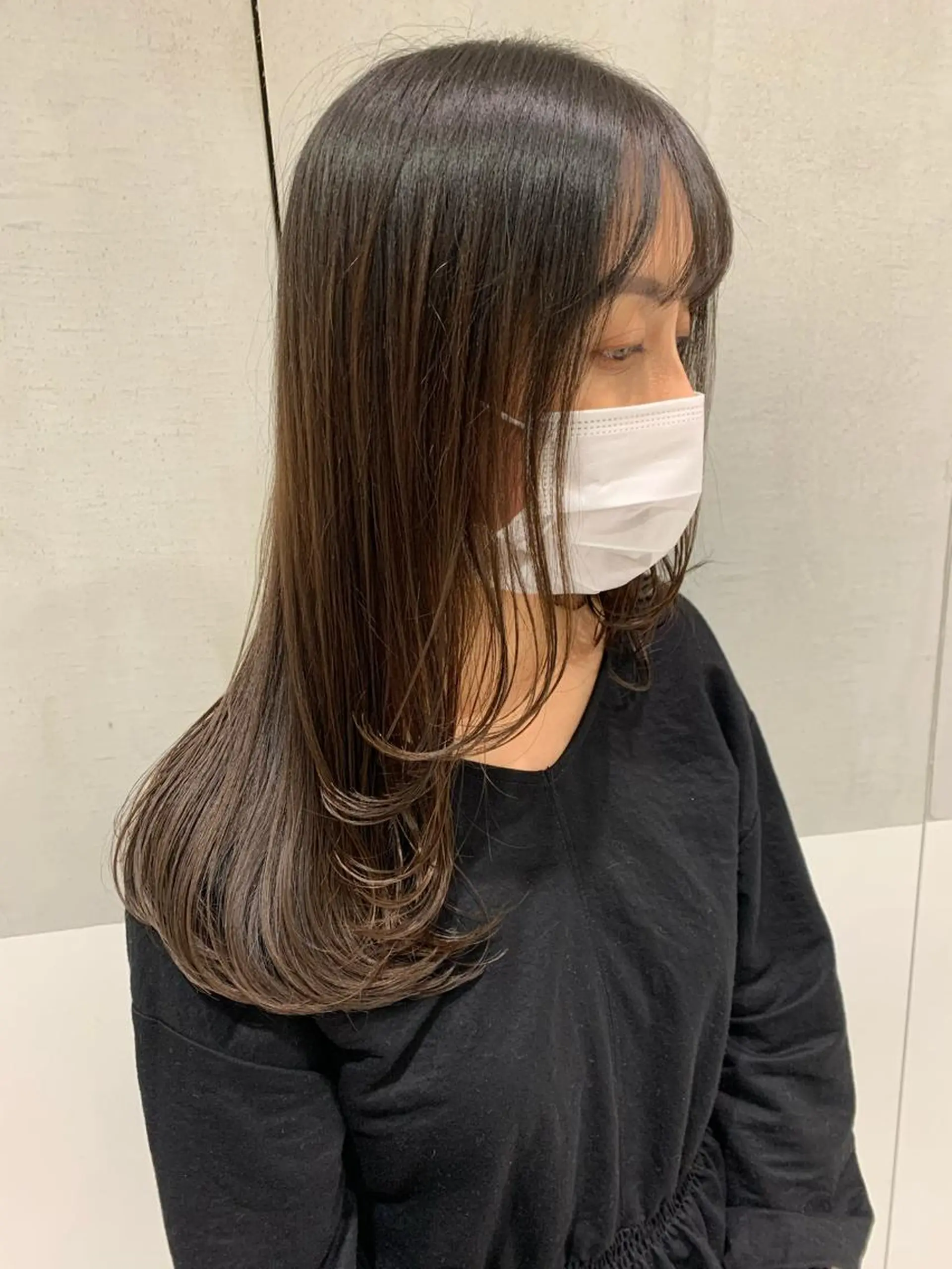 ロング オリーブ カラー✨有坂映哉のヘアスタイル