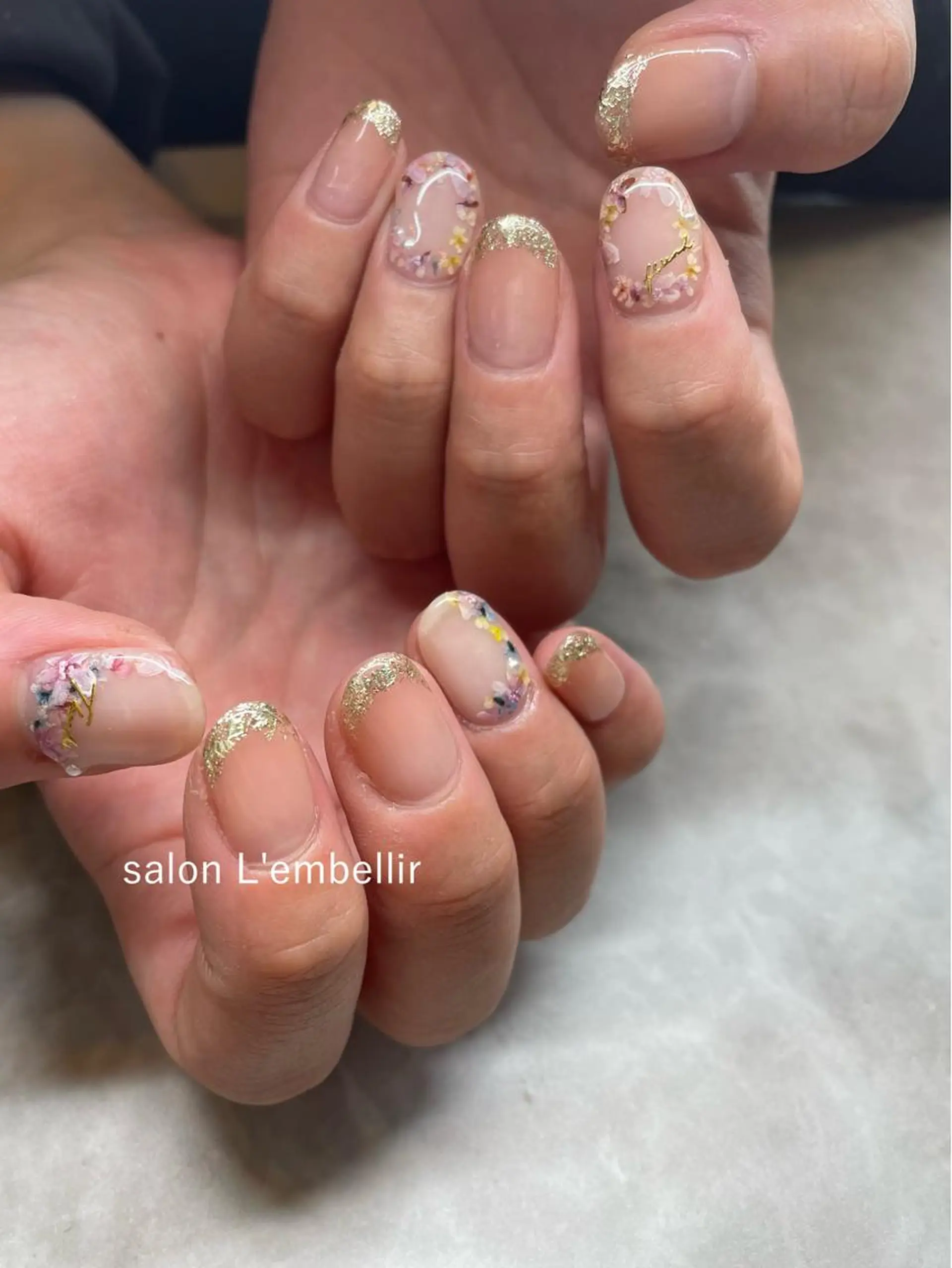 ネイル フレンチネイル ミラーネイル salon L'embellirのネイルデザイン