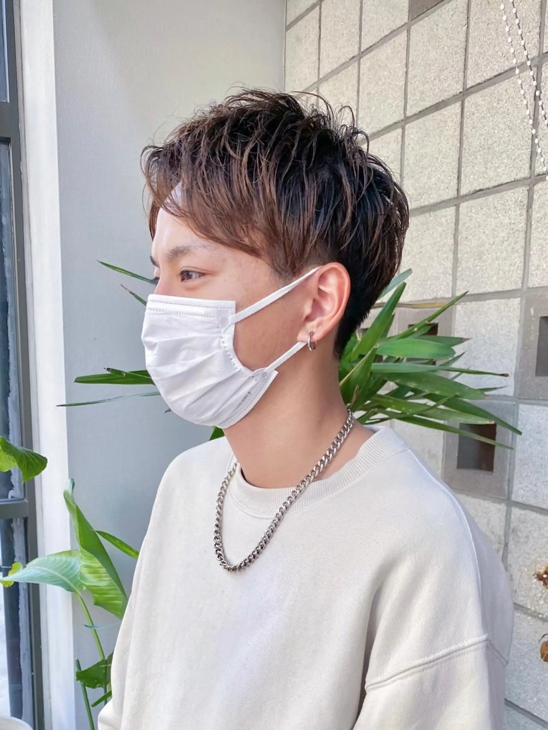 メンズ アップバング マッシュ カット メンズパーマ/フェ ザーパーマ/古川晴輝のヘアスタイル