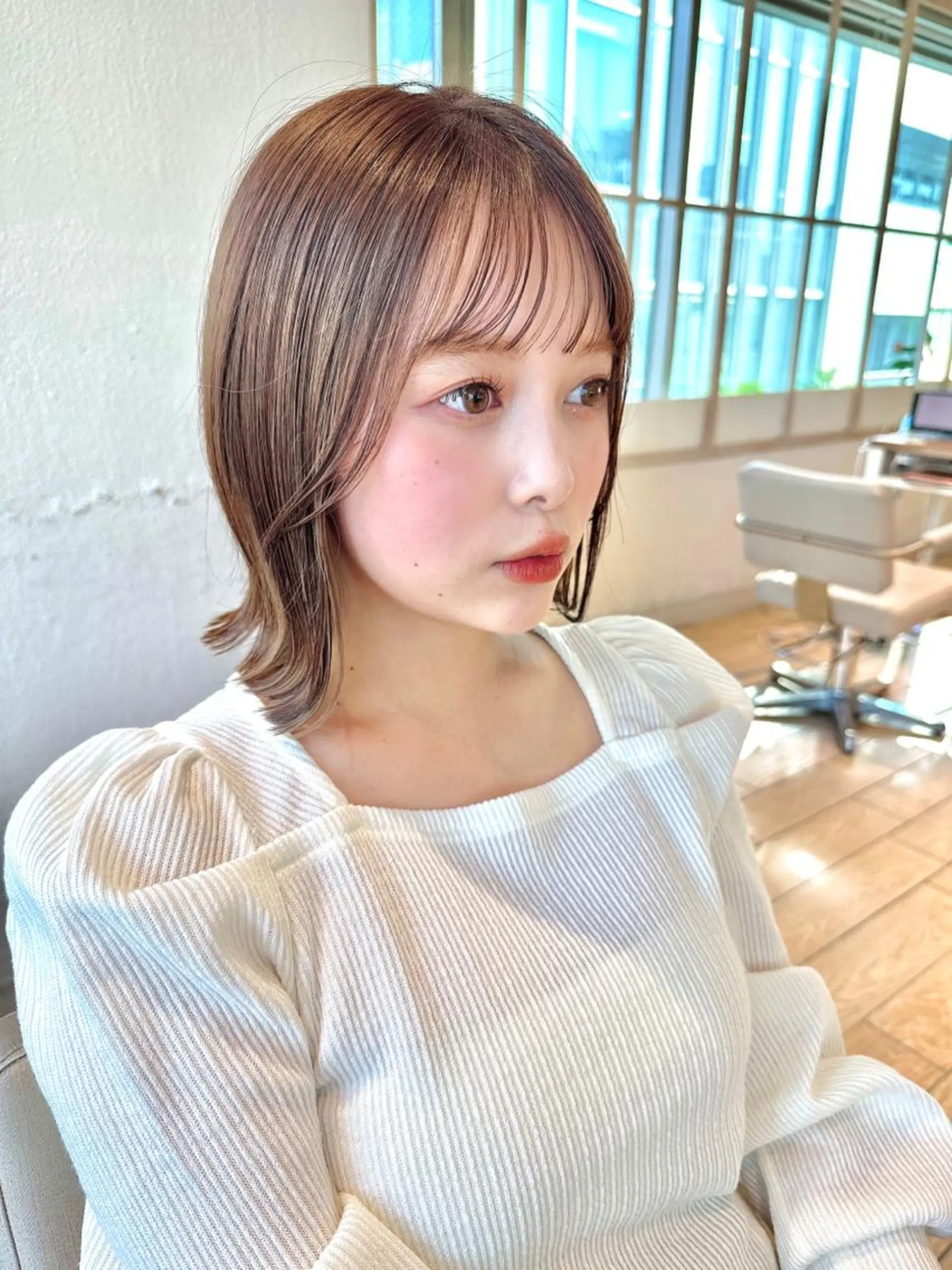 ミディアム 切りっぱなしボブ ショートボブ ボブ くびれヘア 顔周りカット 市原 大翼のヘアスタイル