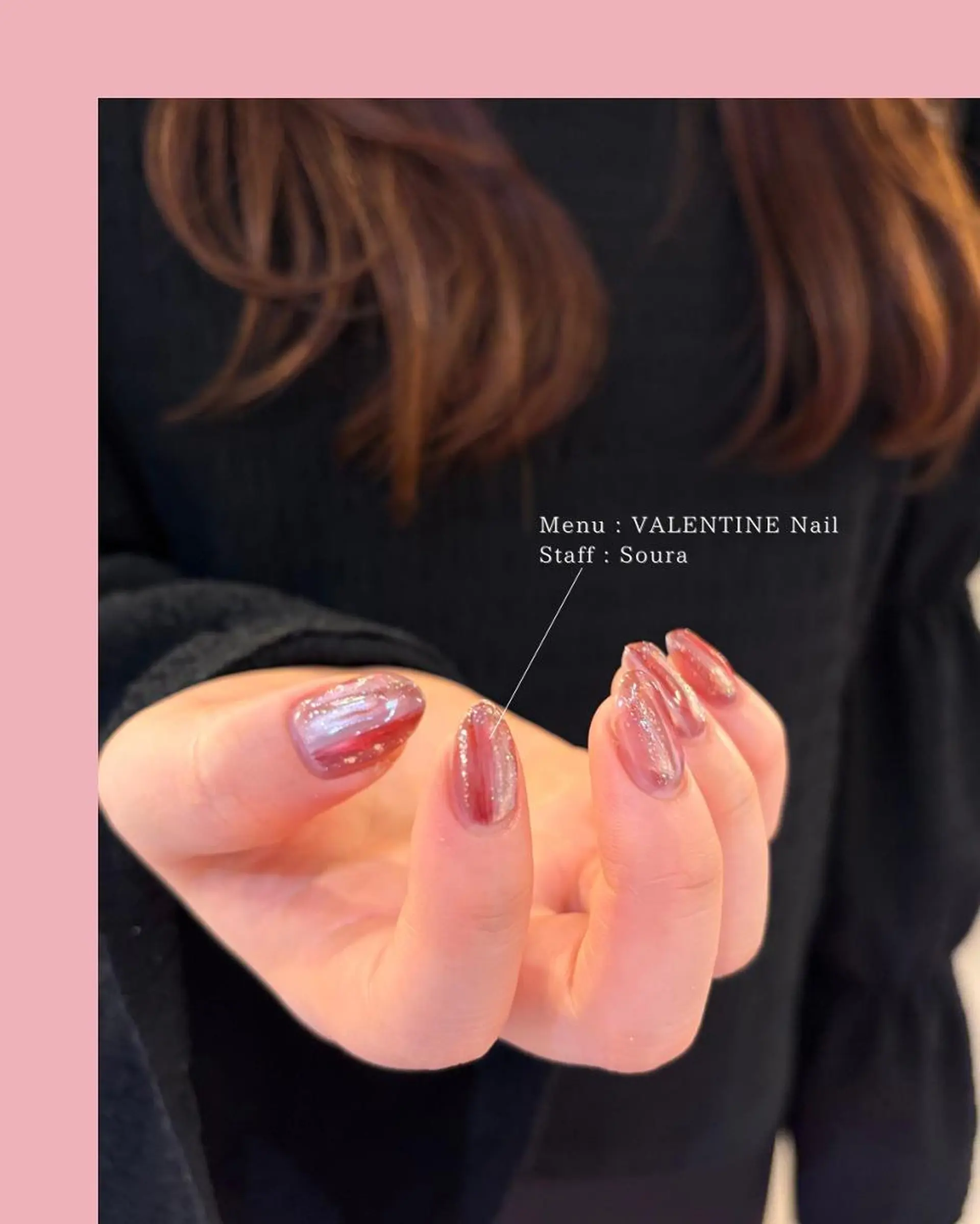 ネイル ブルー ピンク バレンタイン ハンドネイル 〖IEN〗Soura (ソウラ/想来)のネイルデザイン
