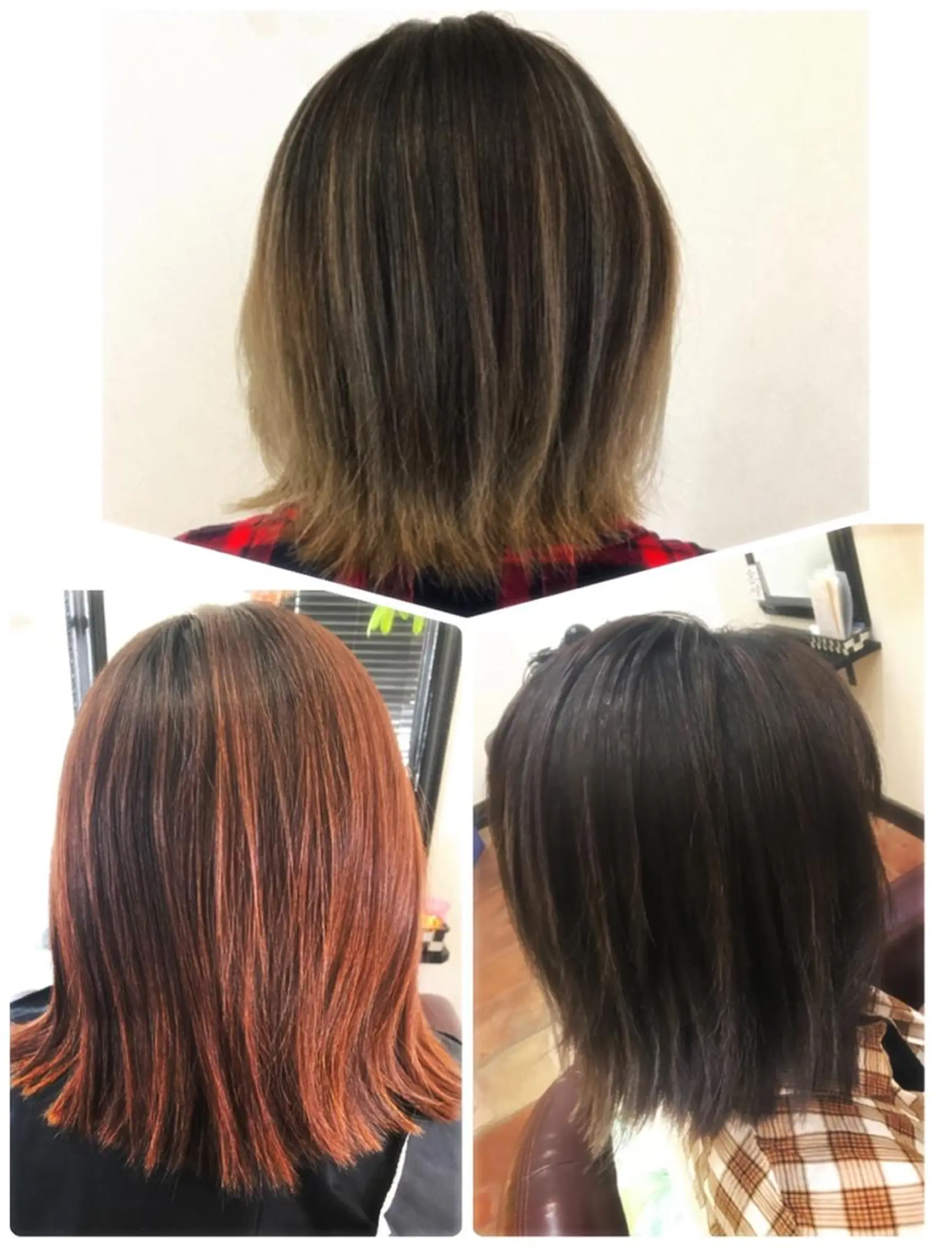 ミディアム カラー バレイヤージュ ハイライトカラー ハイライト レイヤーカット ヘアカラー Style Tのヘアスタイル