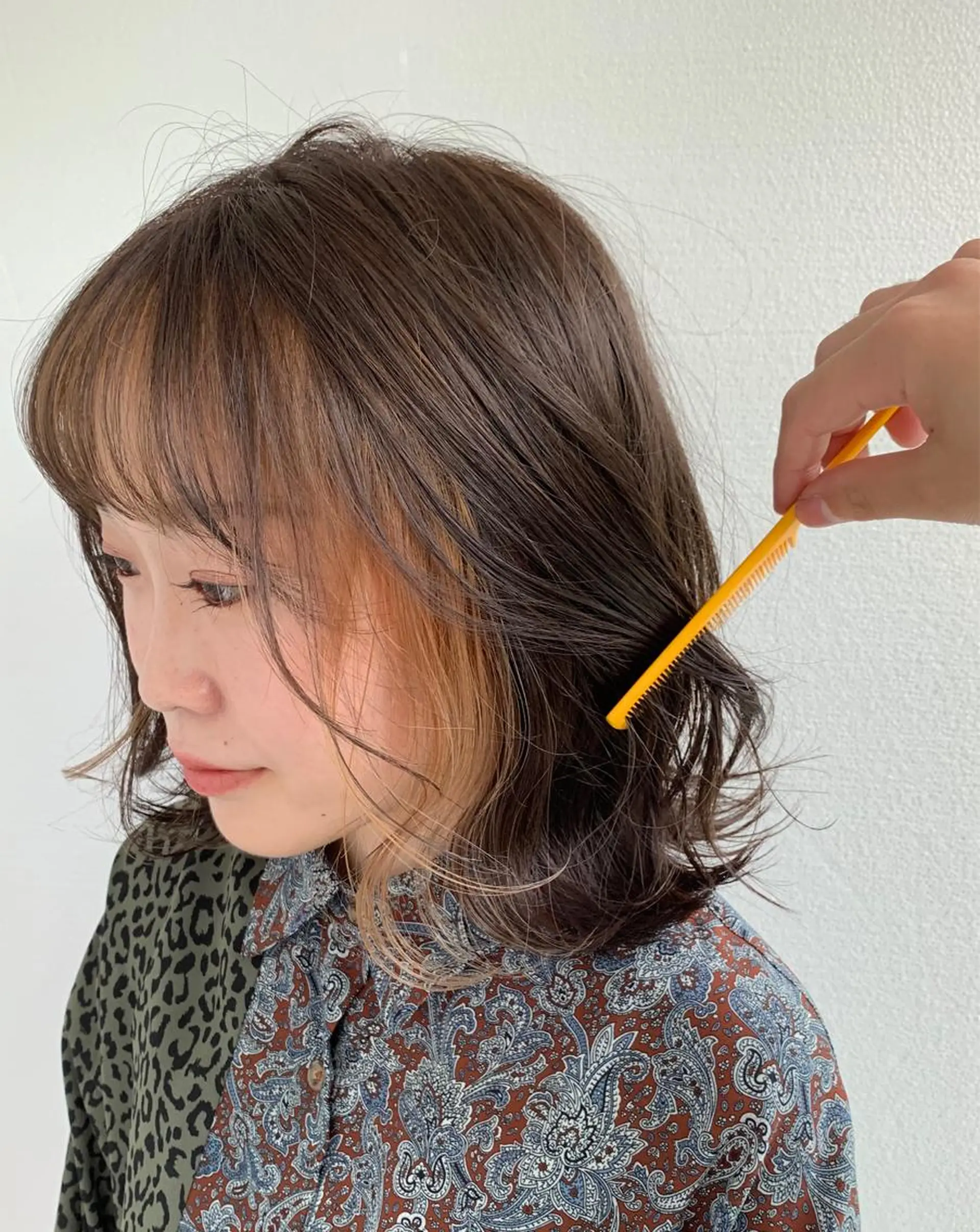 ミディアム カラー ミストバング  フェイスフレーミング 骨格補正施術/メンズ 専門美容師/YUYAのヘアスタイル