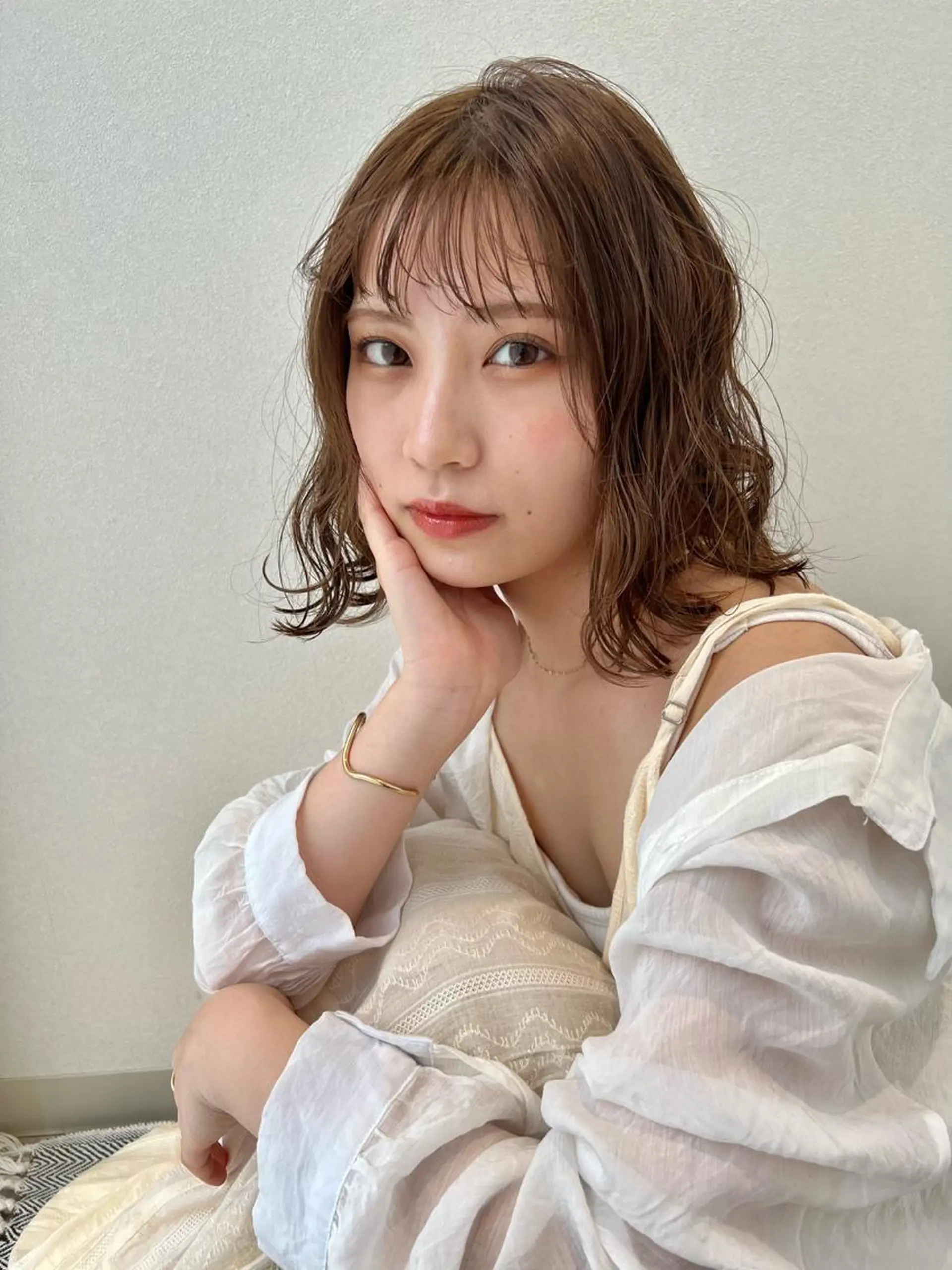 ミディアム カラー カット ヘアカラー Rinka/梅田/ 透け感カラー🤎のヘアスタイル