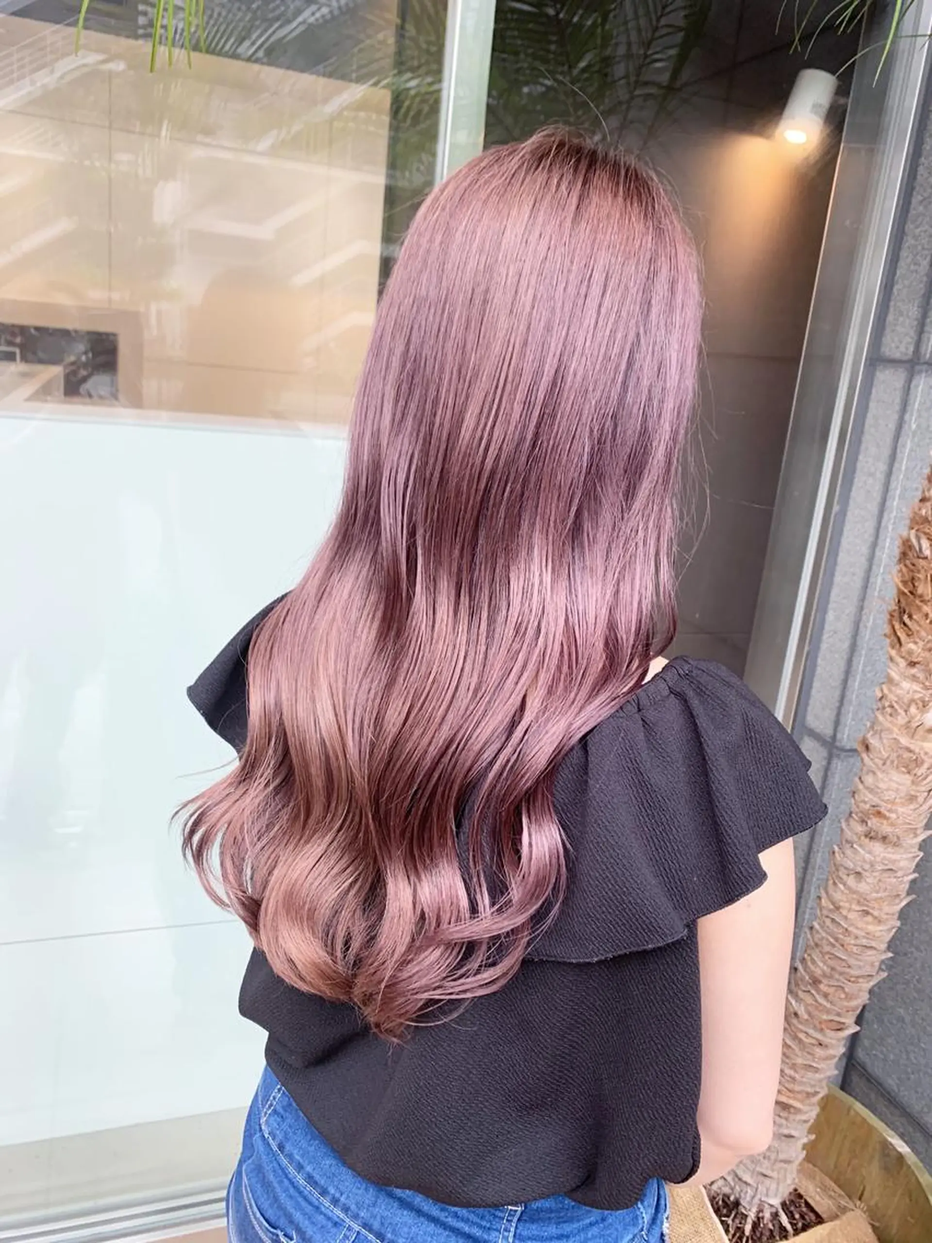 ロング ピンクラベンダー レイヤー×縮毛矯正 深見 拓のヘアスタイル