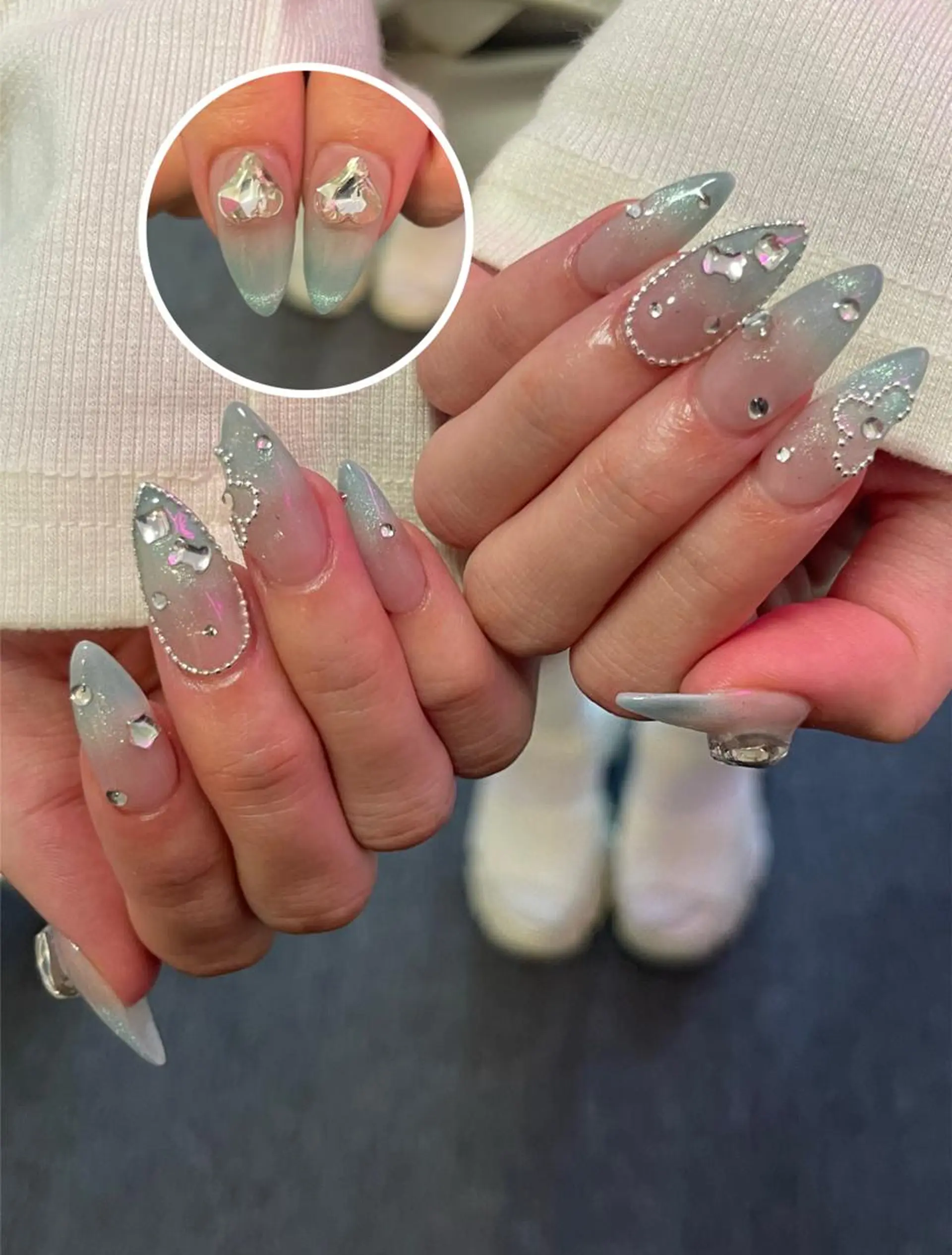 ネイル 長さ出し グラデーション 卒業式 キラキラネイル マグネットネイル ハンドネイル Emi🌸Belle Nail Salonのネイルデザイン