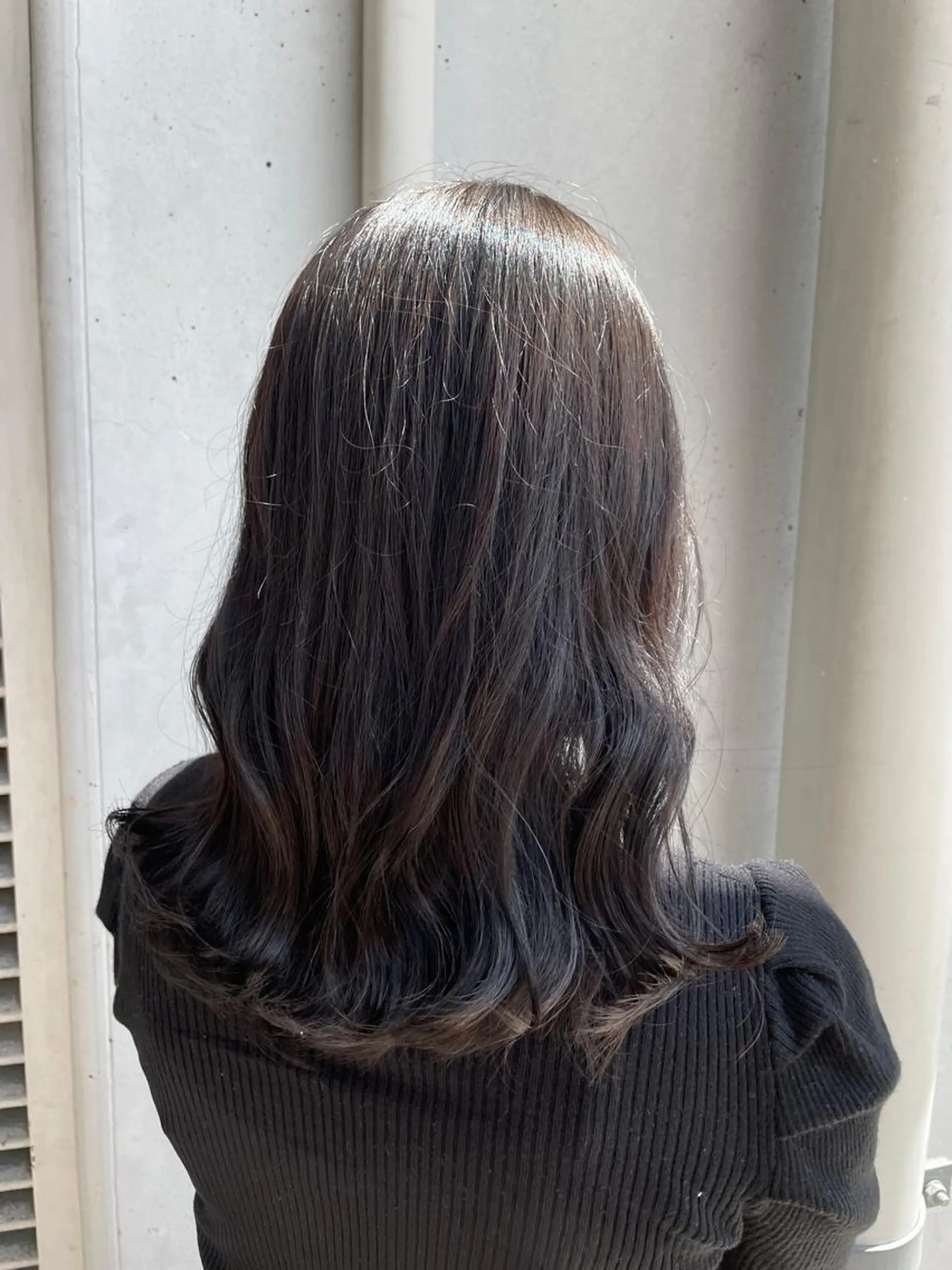 セミロング カラー 黒髪 ブルーカラー ブルーブラック カット ヘアカラー 透明感カラー/ 韓国風🌿RIKOのヘアスタイル