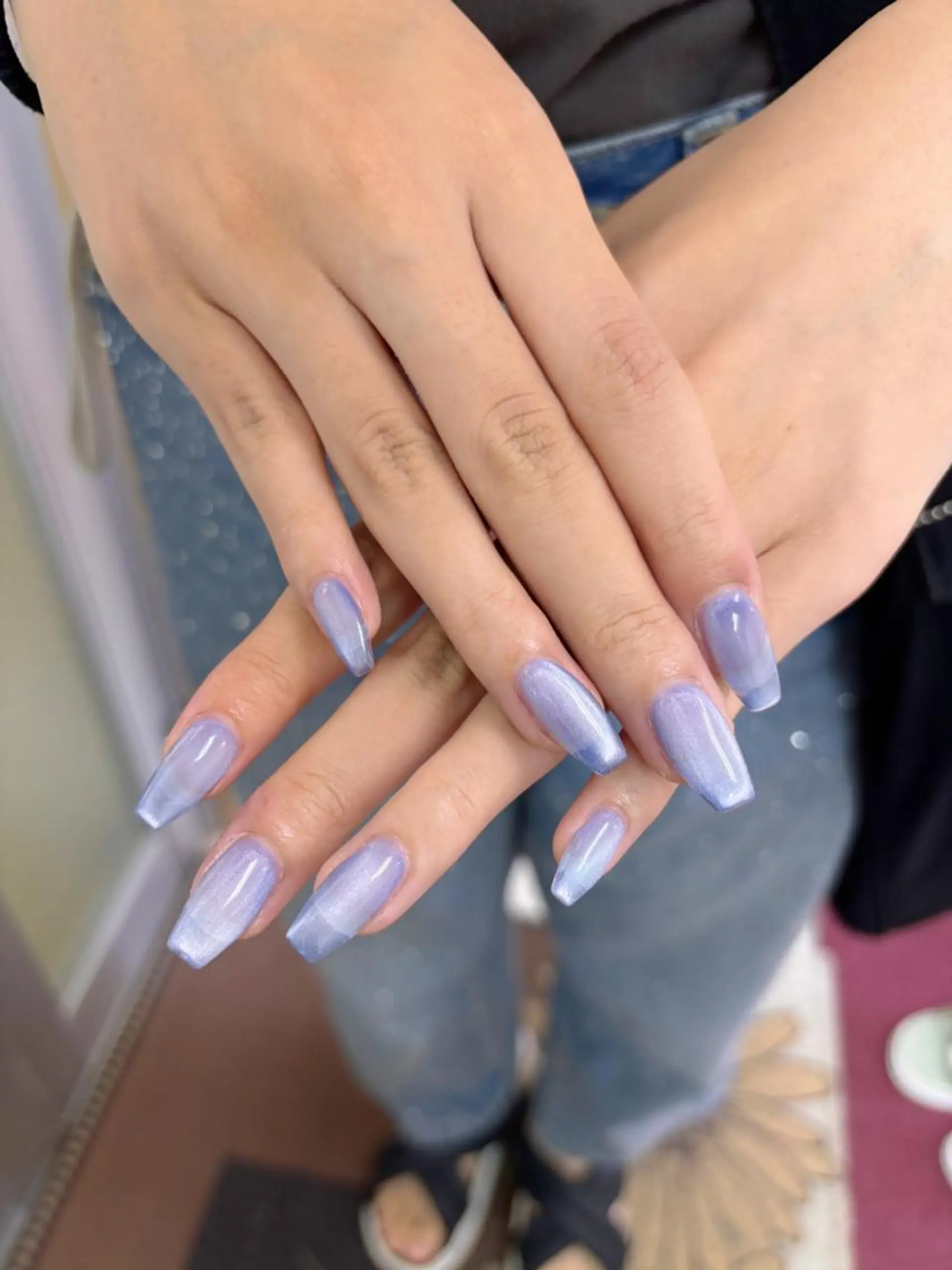ネイル オーロラネイル チークネイル 長さ出し フットネイル フレンチネイル ハンドネイル リラネイル すみれのネイルデザイン