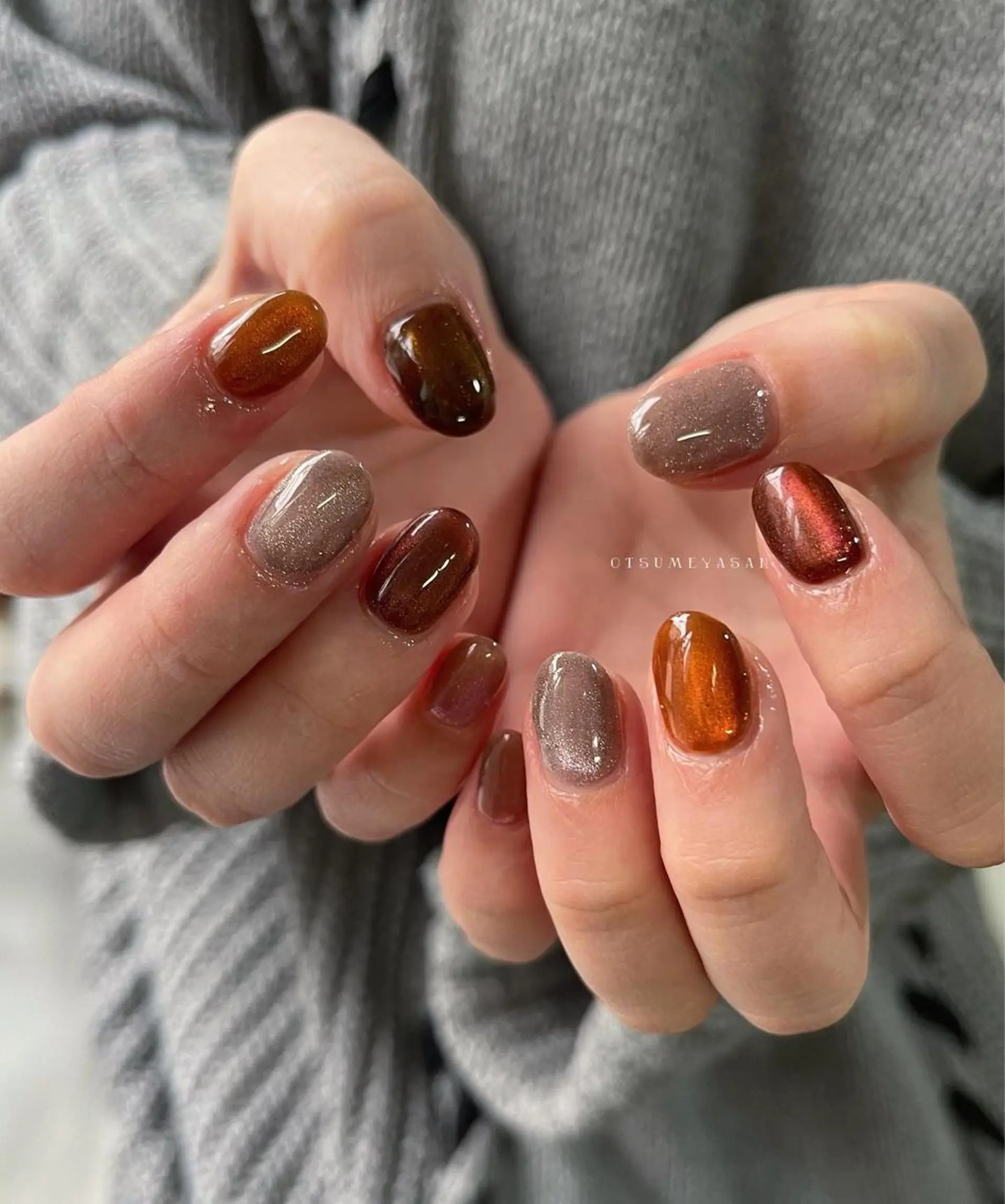 ネイル ブルー ジェルネイル 韓国ネイル マグネットネイル ミラーネイル わたなべ ちかのネイルデザイン