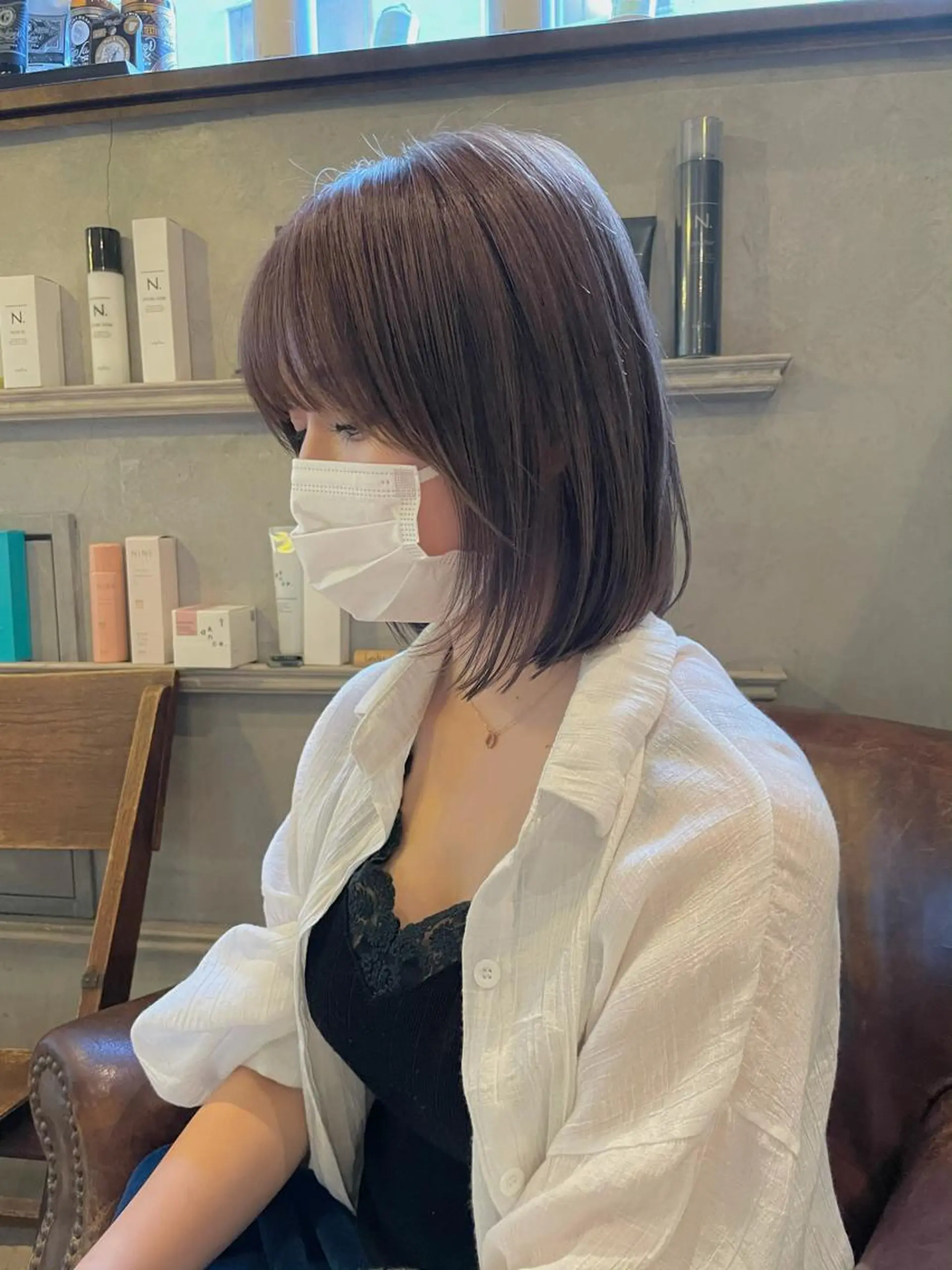 ミディアム カット ヘアカラー トリートメント 🔥女子ウケ🔥 メンズカットRIOのヘアスタイル