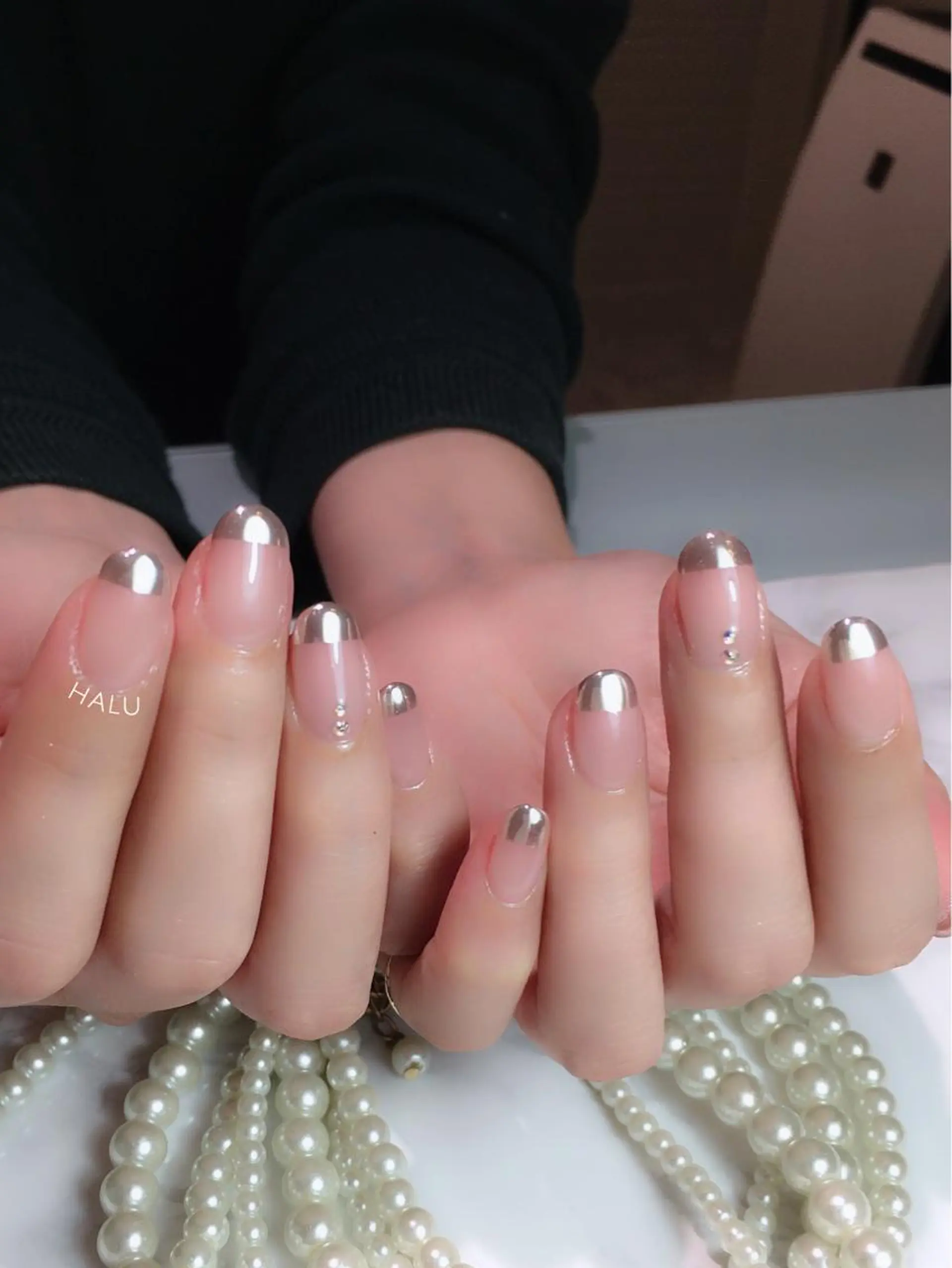 ネイル フレンチネイル ミラーネイル HALU ハルのネイルデザイン