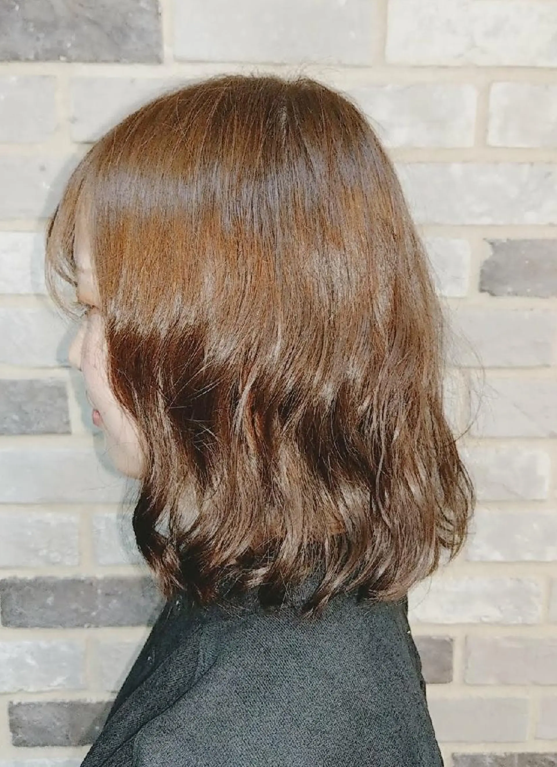 ミディアム カラー パーマ ミディアムパーマ アッシュ ブリーチ ブリーチなしカラー ボブ タナカ *歴10年以上*のヘアスタイル