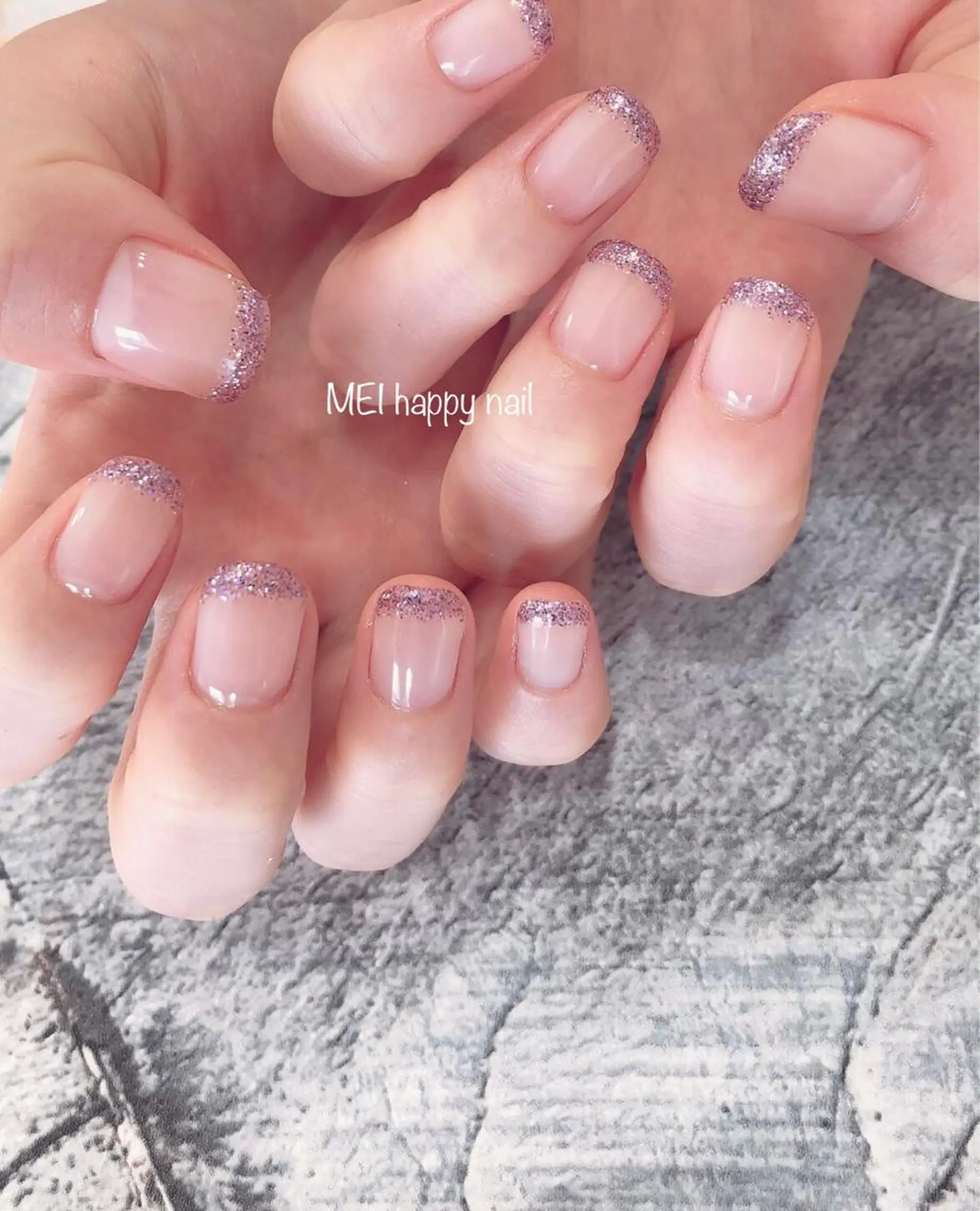 ネイル フレンチネイル ジェルネイル ラメ(グリッター) パラジェル 北浦和 自爪育成ケアのネイルデザイン