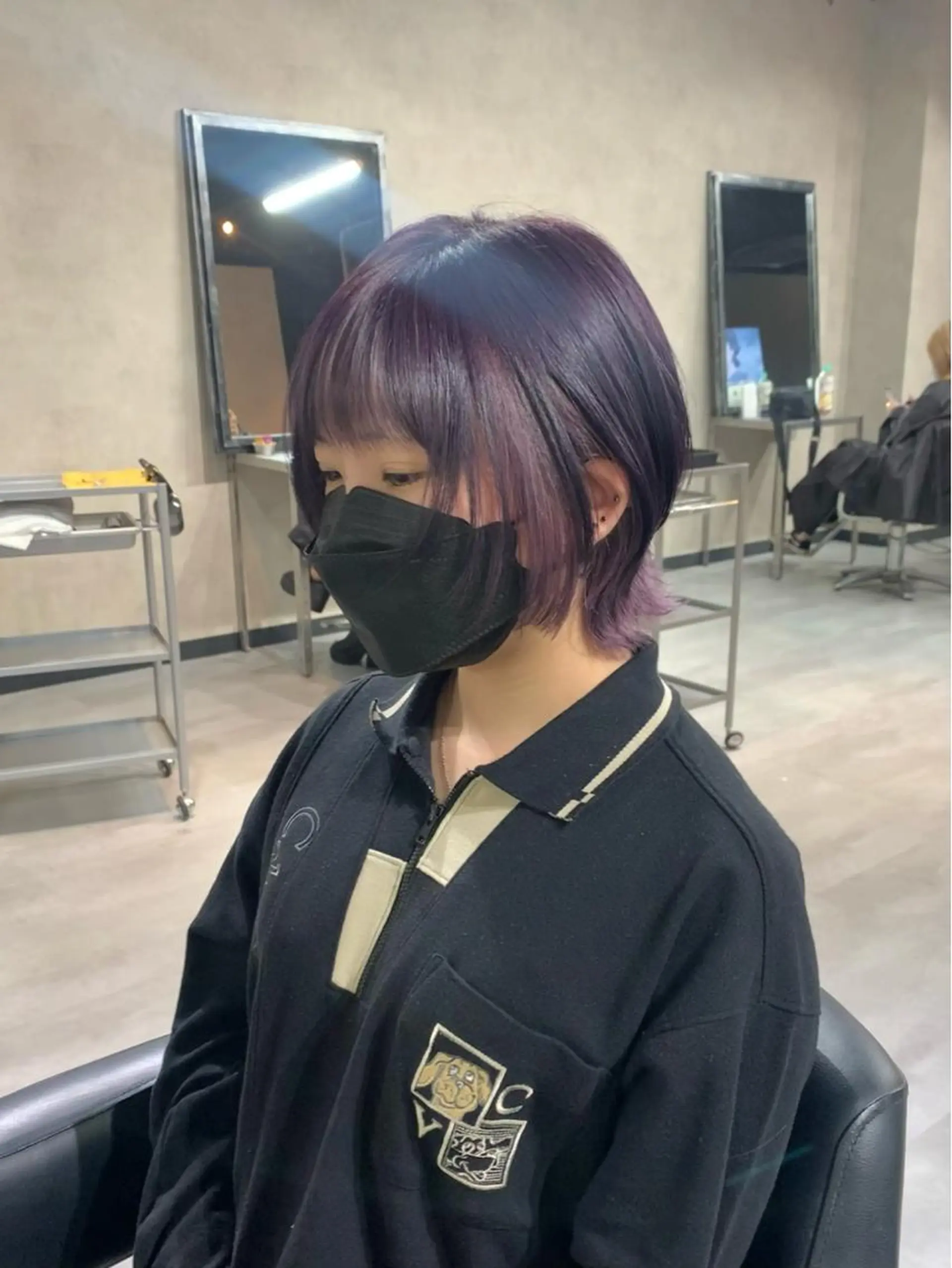 ショート カラー パープルカラー ショートヘア ウルフカット カット ヘアカラー トリートメント B E C H I C O〔べち子〕のヘアスタイル