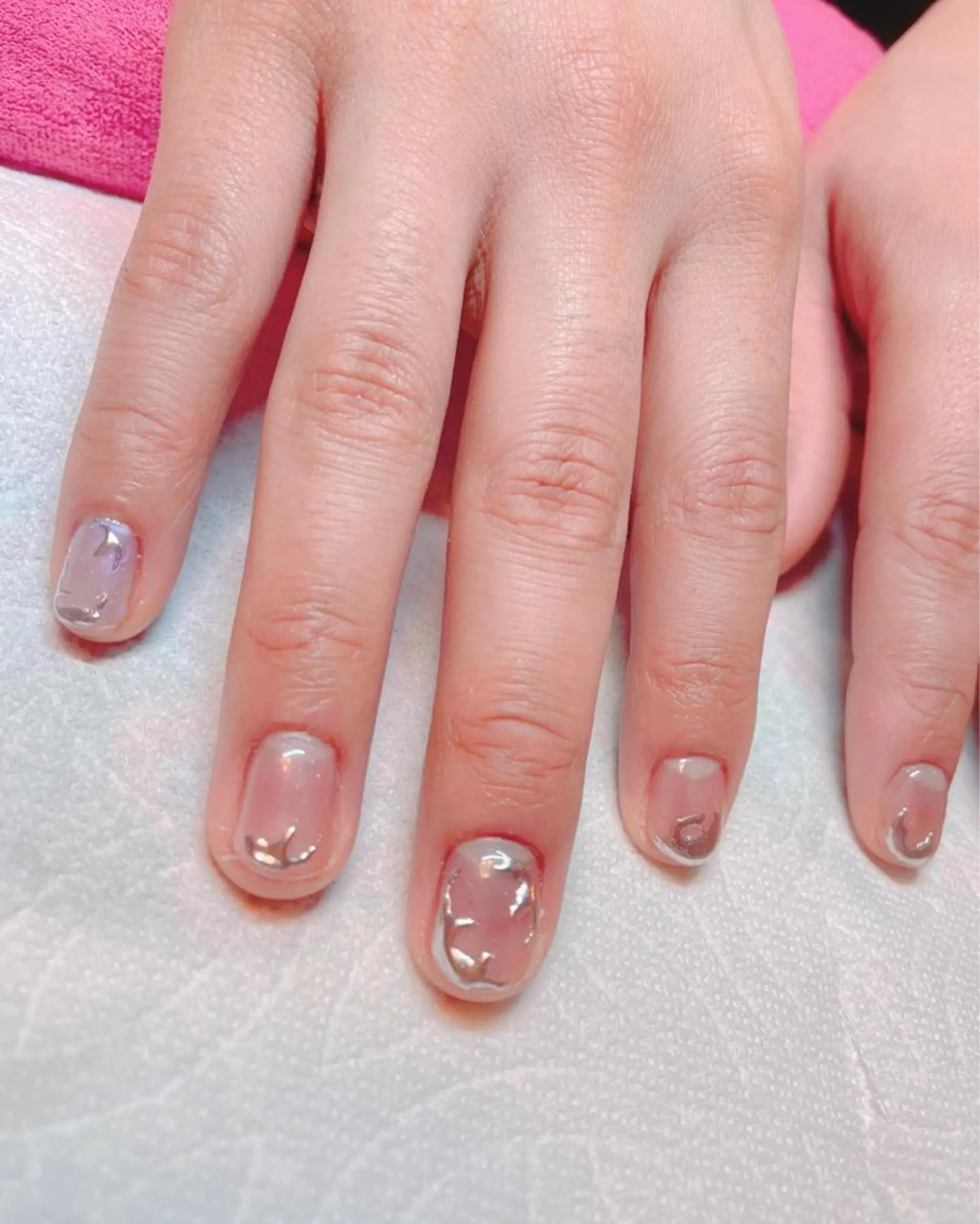 ネイル クリアネイル メンズネイル ミラーネイル シルバー シンプルネイル Nail salon Ariettyのネイルデザイン