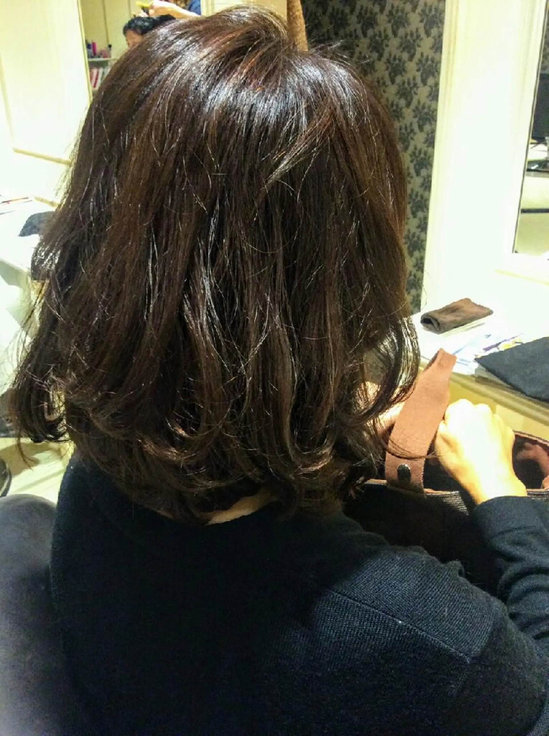 パーマ カラー ミディアム ミディアムパーマ ブラウンカラー ボブ 畠村 美智子のヘアスタイル