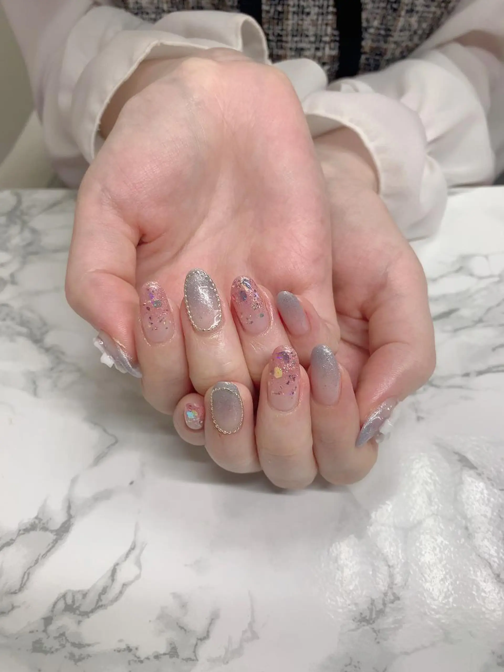 ネイル ハンドネイル はな💎ネイル ワンホン、長さ出しのネイルデザイン