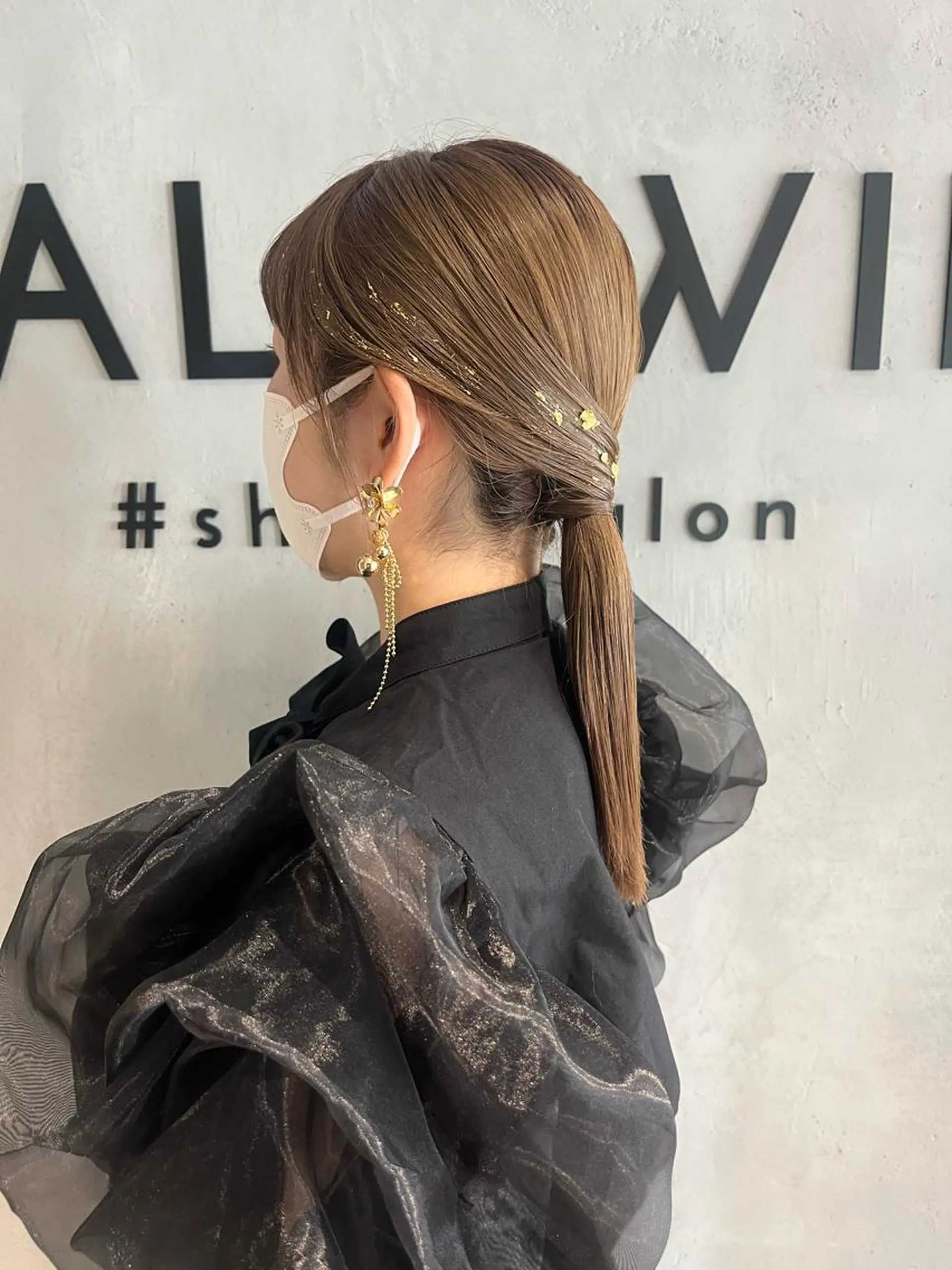 セミロング カラー パーマ ヘアアレンジ 成人式 ポニーテール 結婚式・ブライダル 卒業式のヘアスタイル ストレートパーマ ヘアセット yukimi .のヘアスタイル