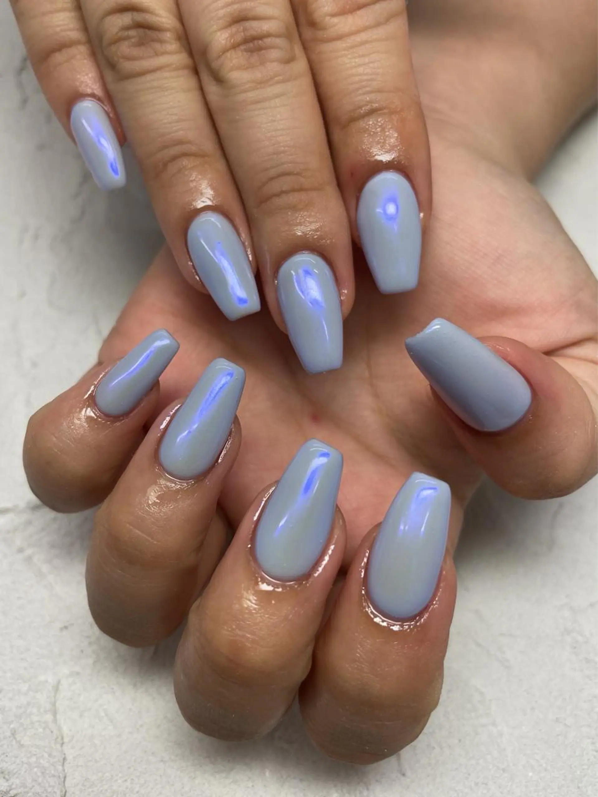 ネイル オーロラネイル ブルー ミラーネイル 夏ネイル Nail salon Euphoriaのネイルデザイン