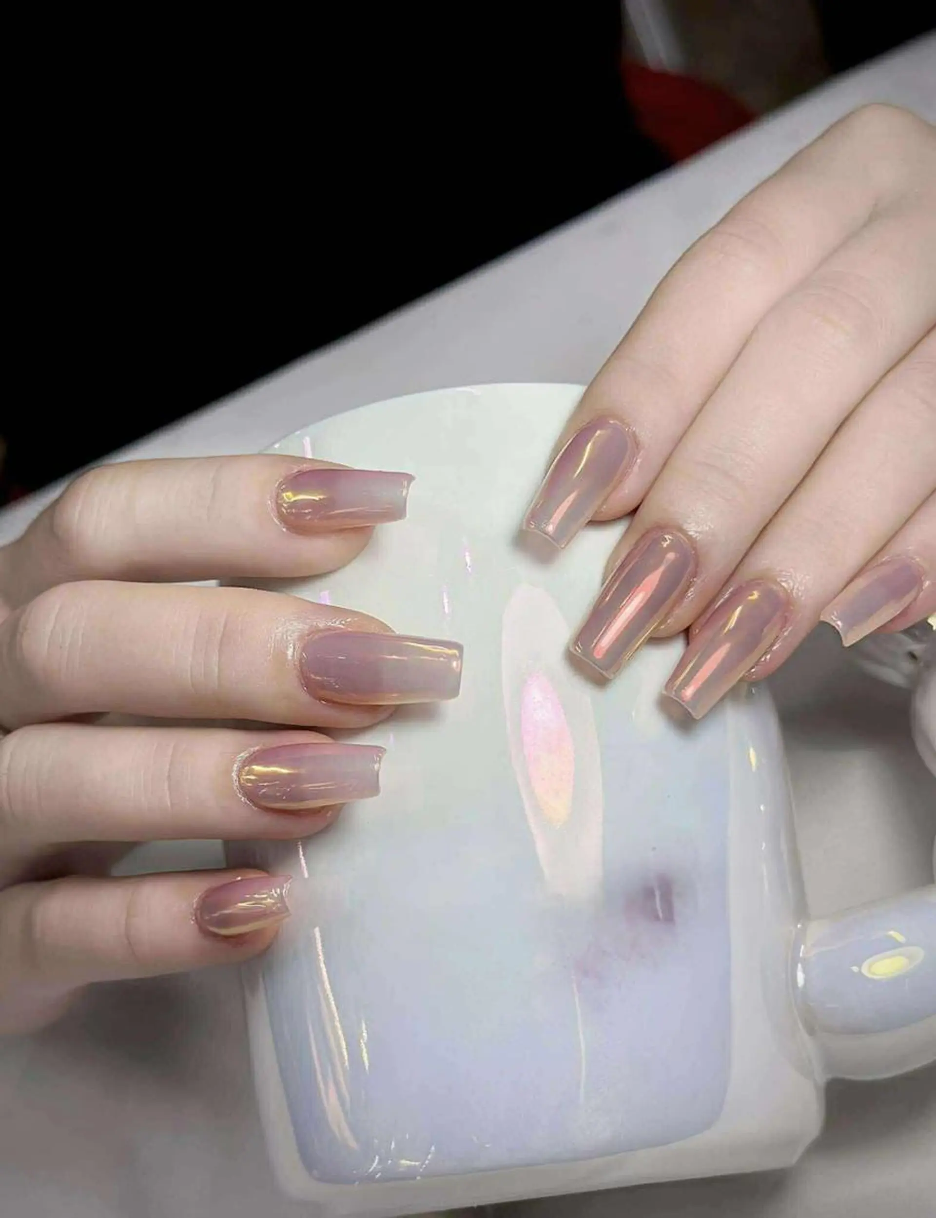 ネイル アートネイル ラメ(グリッター) ロングネイル ミラーネイル シンプルネイル ハンドネイル ヒユ ビューティーのネイルデザイン