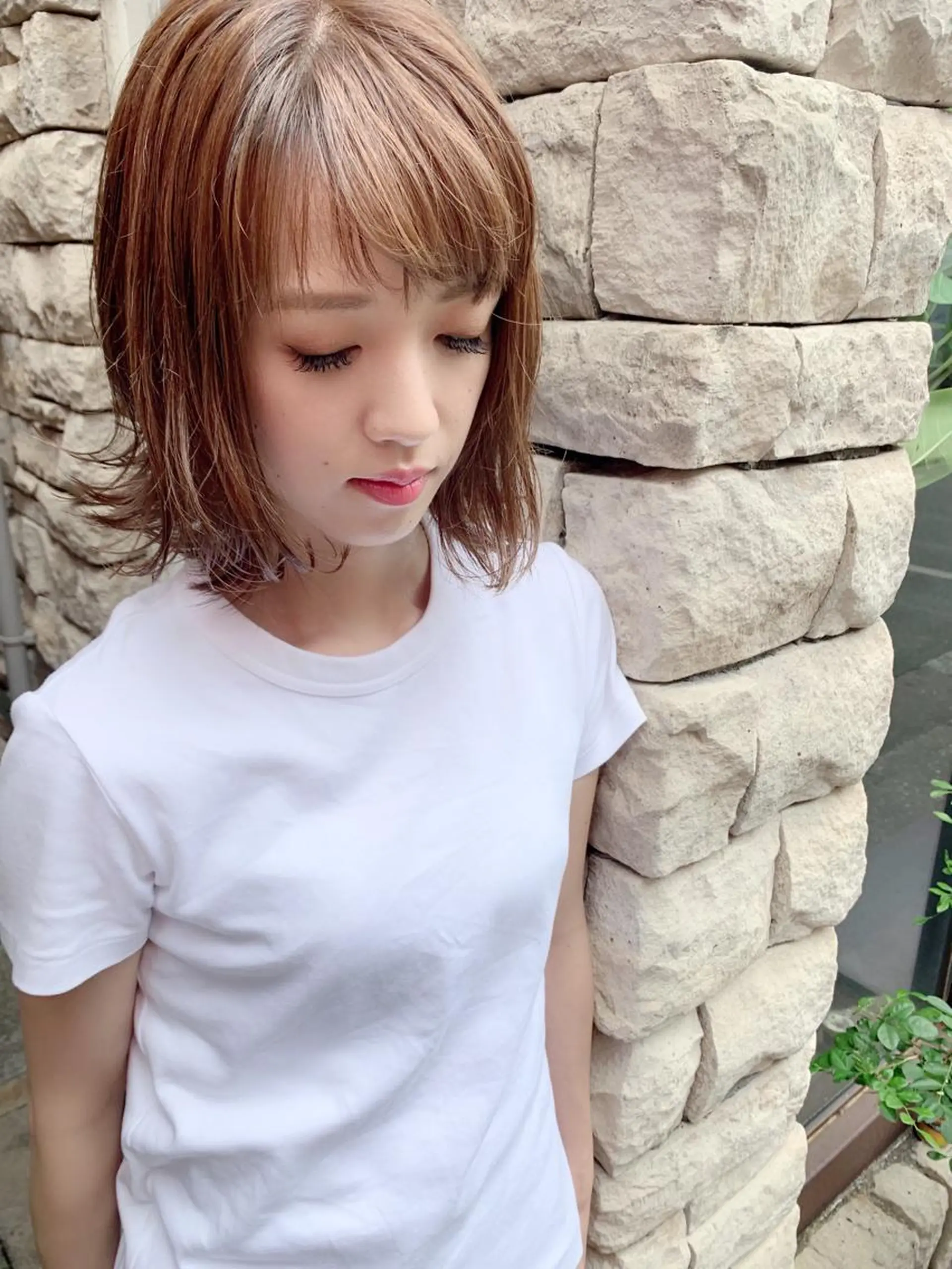 ミディアム カラー ベージュカラー ボブ Libre 西野圭一のヘアスタイル