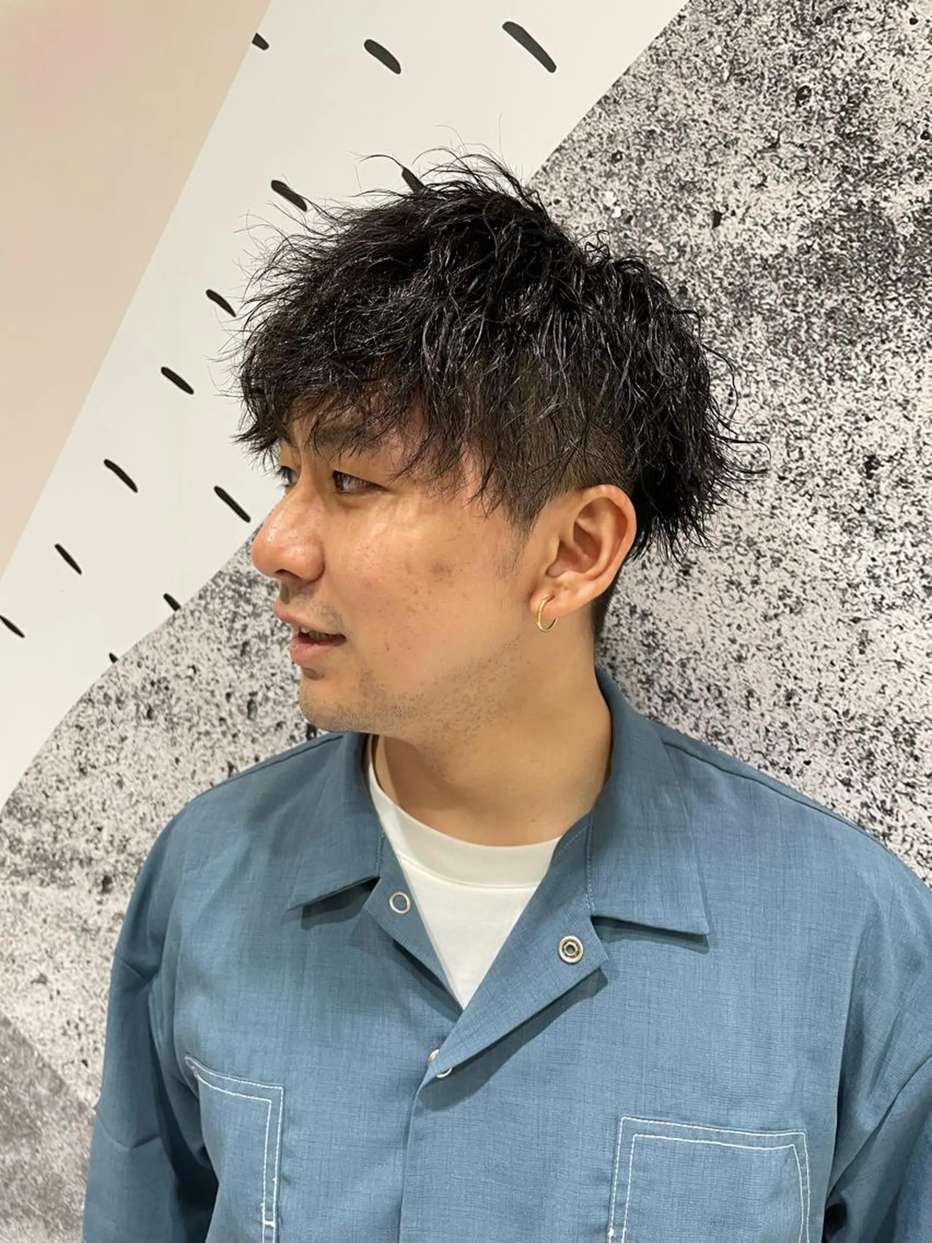 パーマ メンズ オリーブ カラー✨有坂映哉のヘアスタイル