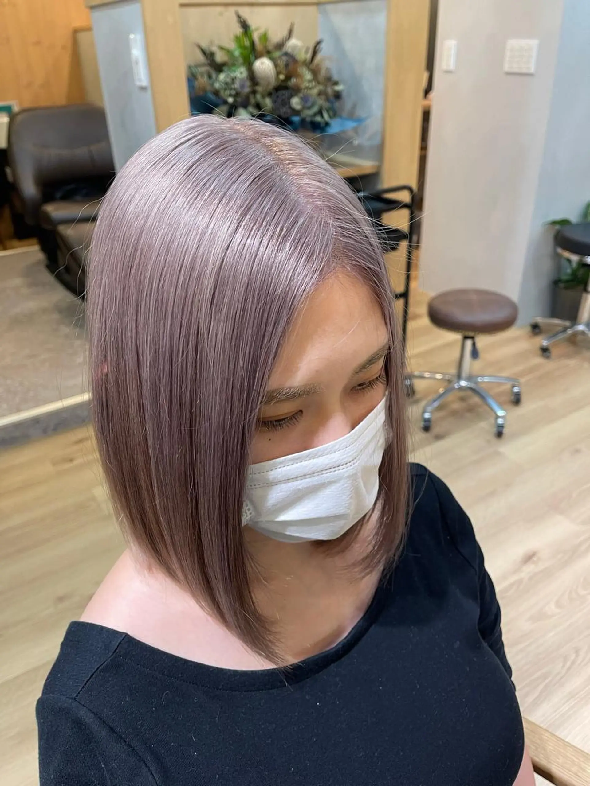 ミディアム カラー ベージュカラー シルバー シルバーベージュ マスダ ヤスノリのヘアスタイル