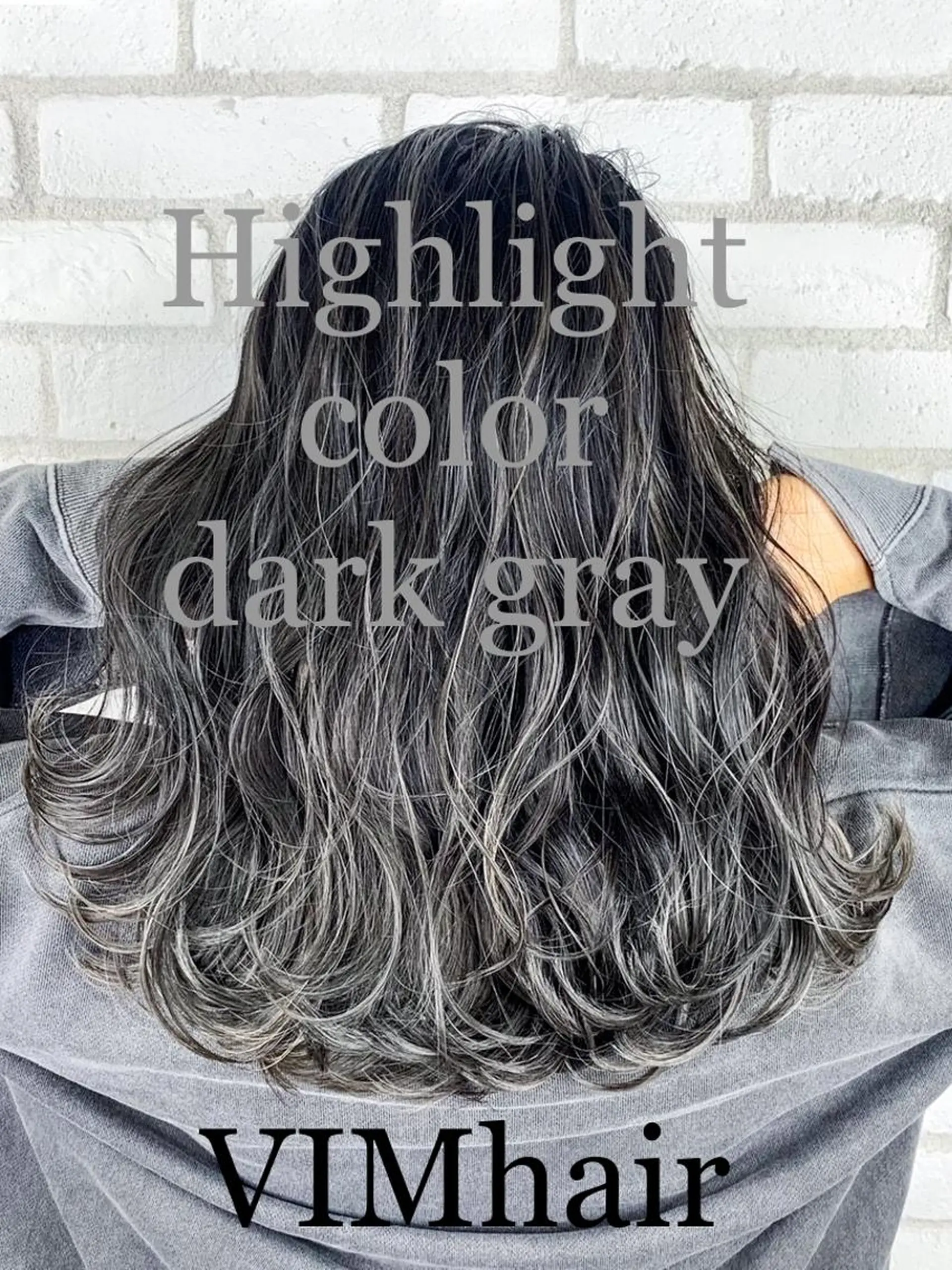 ロング カラー ヘアアレンジ ダークグレー ハイライトカラー ハイライト VIM hairおもろまち店のヘアスタイル
