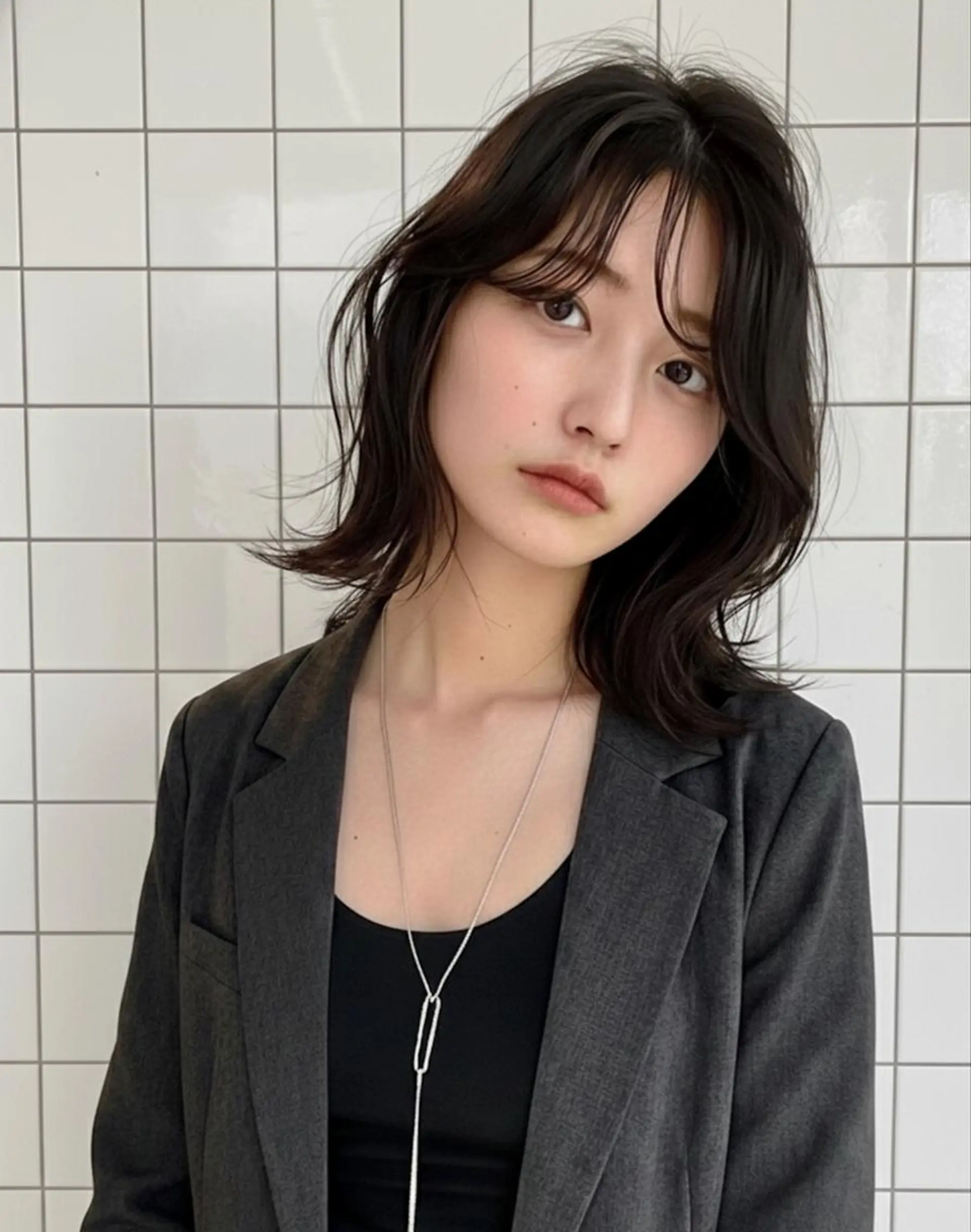 ミディアム カラー カット レイヤー/パーマ 透明感カラー倉持弘人のヘアスタイル