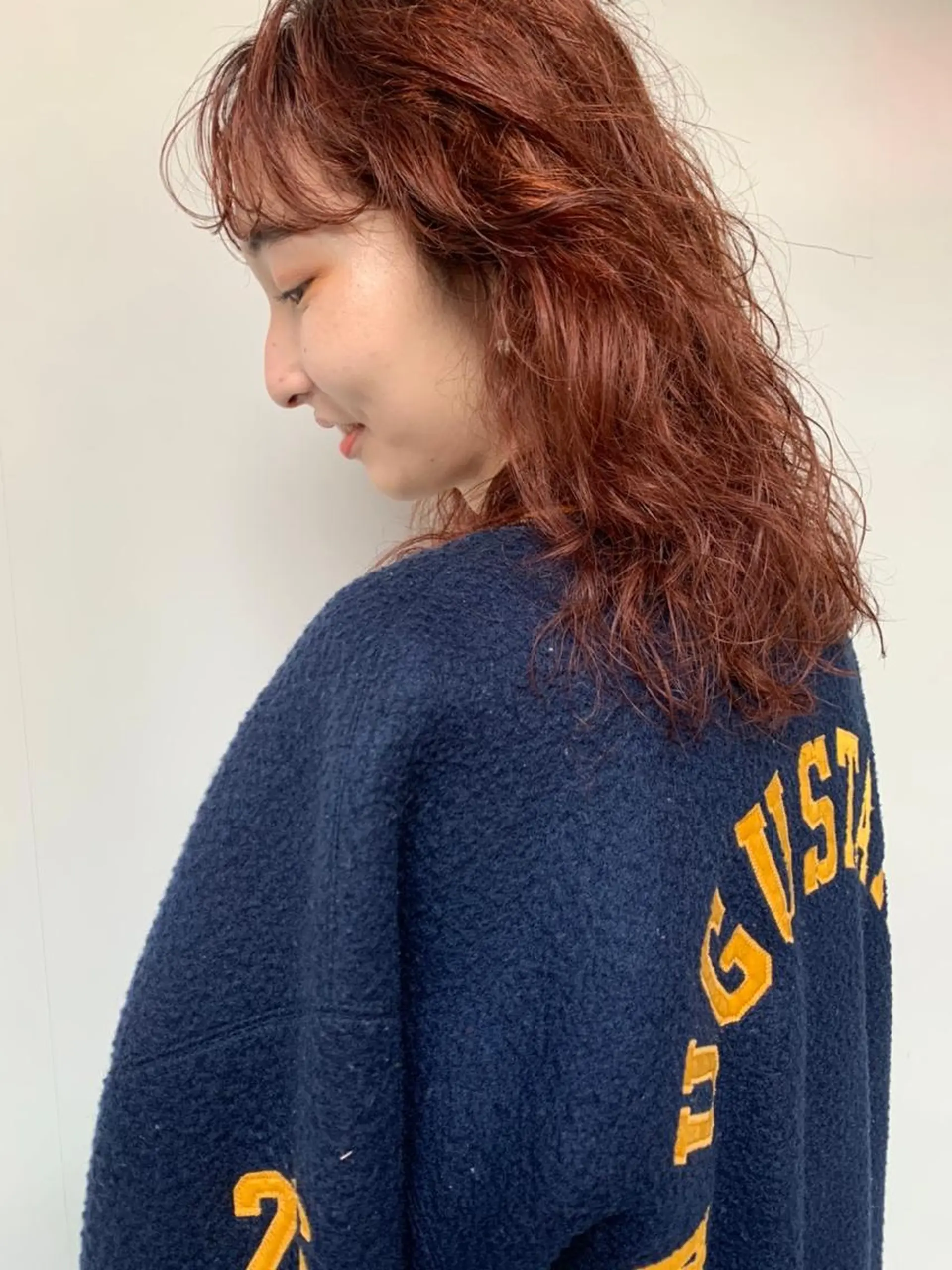 ミディアム パーマ カラー ミディアムパーマ ダブルカラー グラデーションカラー ハイライトカラー イルミナカラー CEINE PATHのヘアスタイル