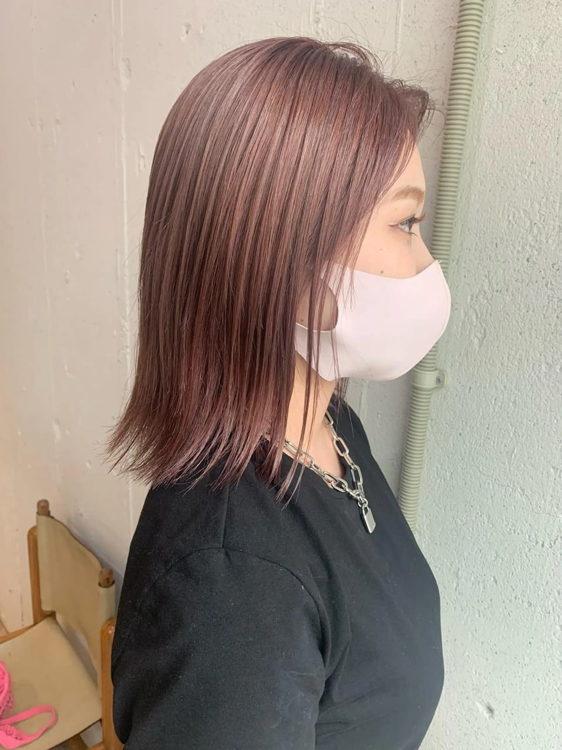 ミディアム カラー グレージュ ピンクカラー カット ヘアカラー トリートメント Fuuu《フゥ》所属・シノザキ/薬院/ボブ /ショート/髪質改善のヘアスタイル