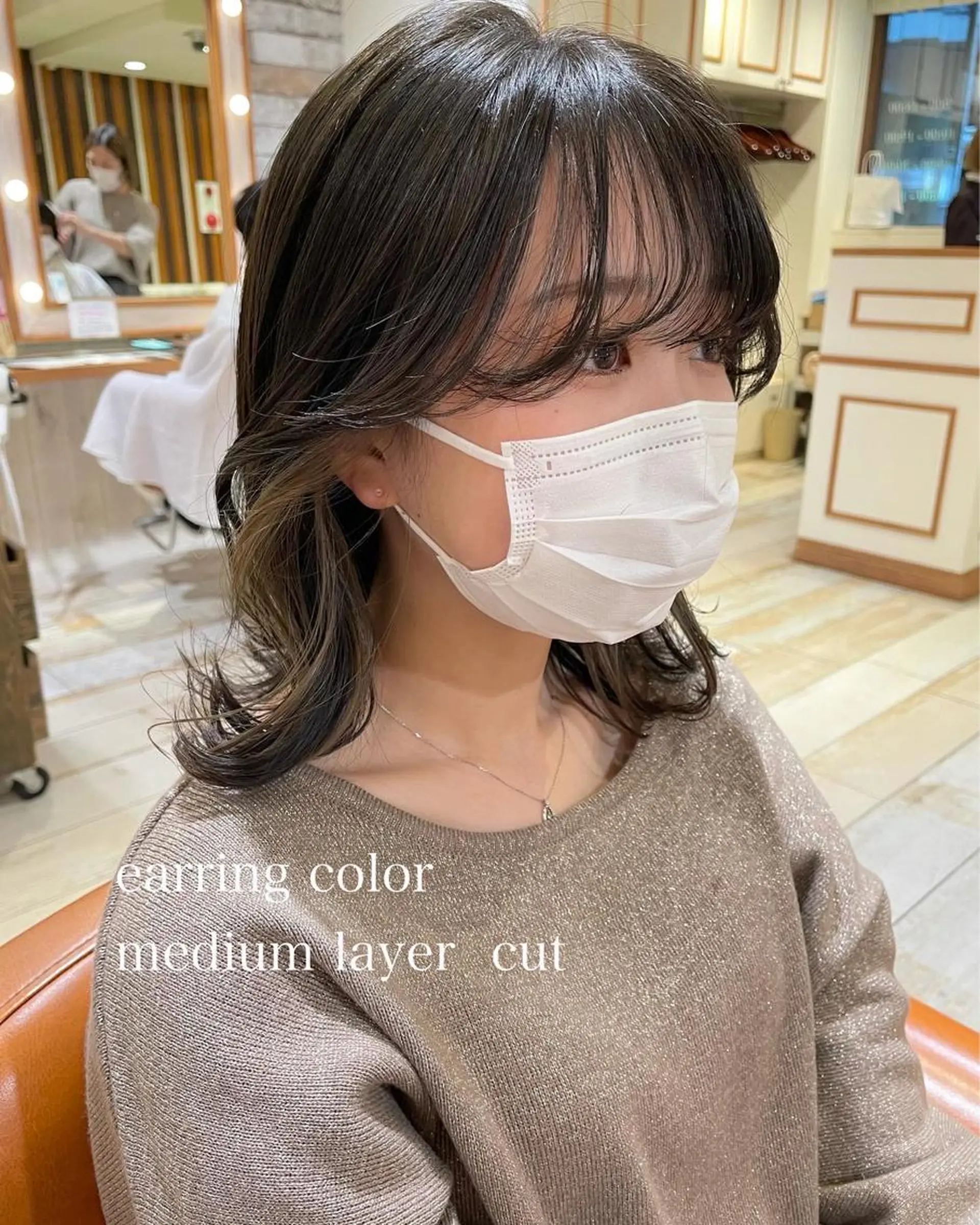 ミディアム カラー アディクシーカラー ミストバング ベージュカラー ブリーチ 透明感カラー 清水　ちひろ ✄トップスタイリストのヘアスタイル