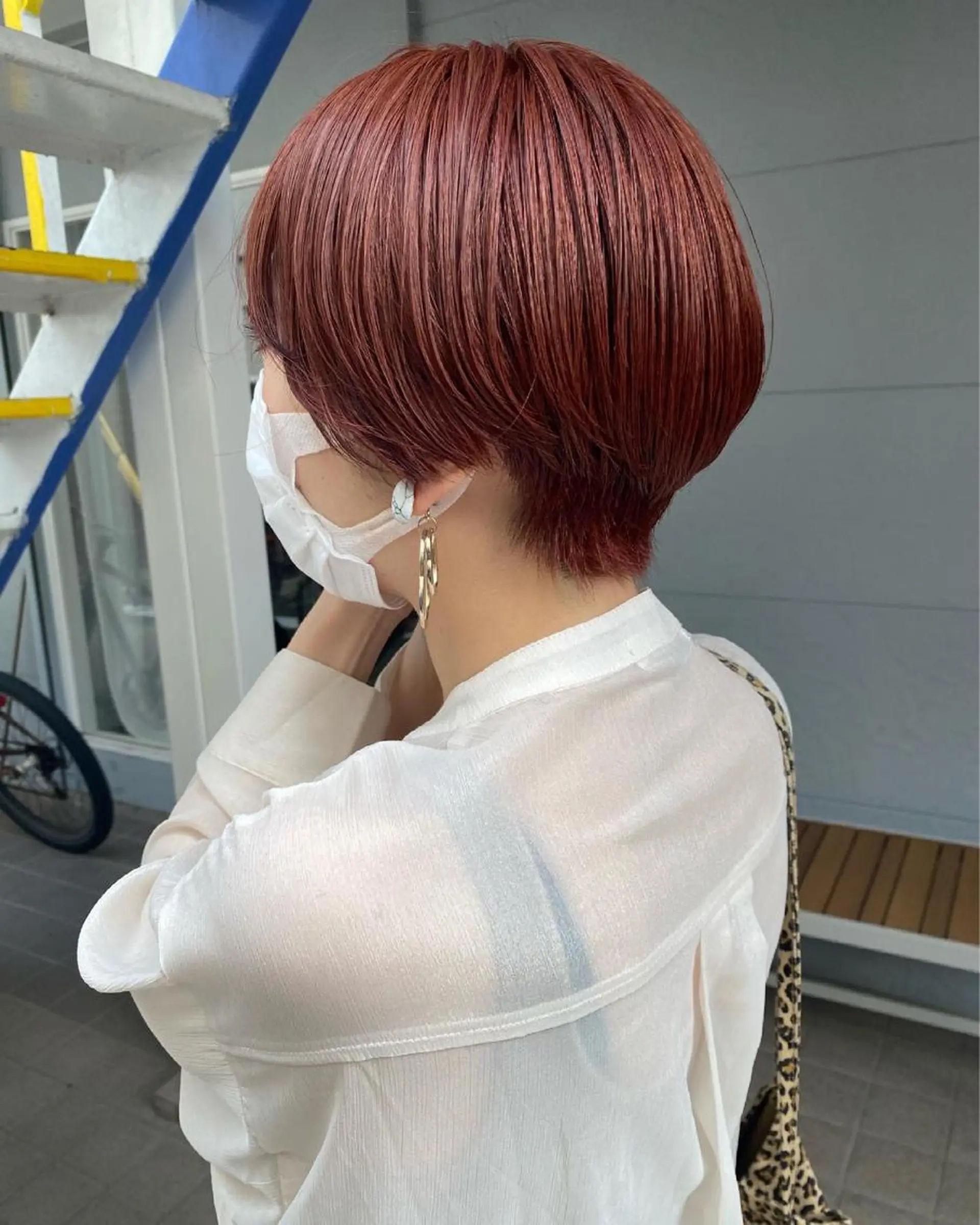 ショート カラー ヘアアレンジ ベージュカラー オレンジ オレンジベージュ カット ヘアカラー トリートメント lani ブリーチ /ダブルカラーのヘアスタイル