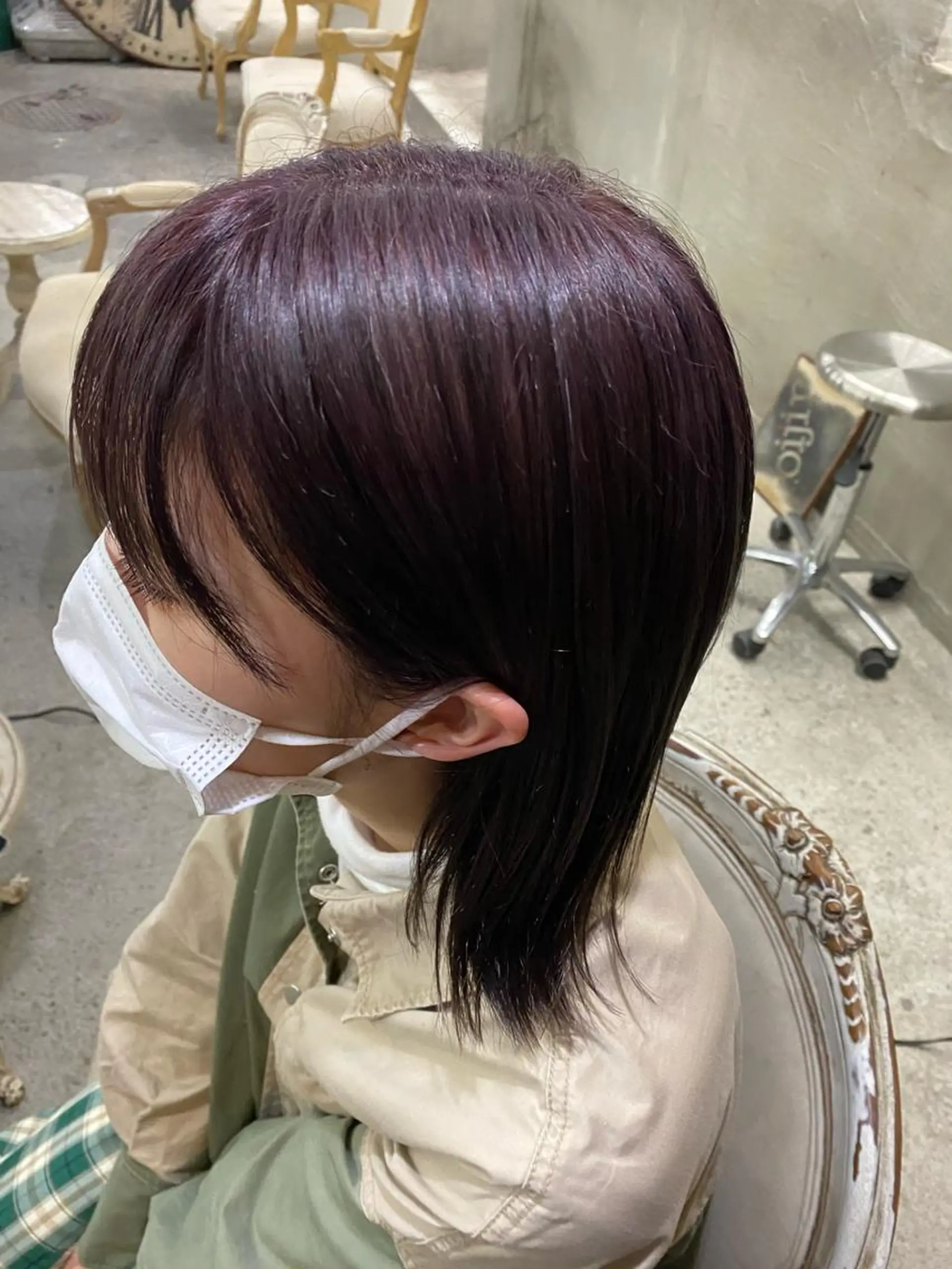 セミロング カラー パーマ ヘアアレンジ メンズ アッシュ ダブルカラー ラベンダーカラー ラベンダーアッシュ お任せヘア☘️☘️ 及川渚のヘアスタイル