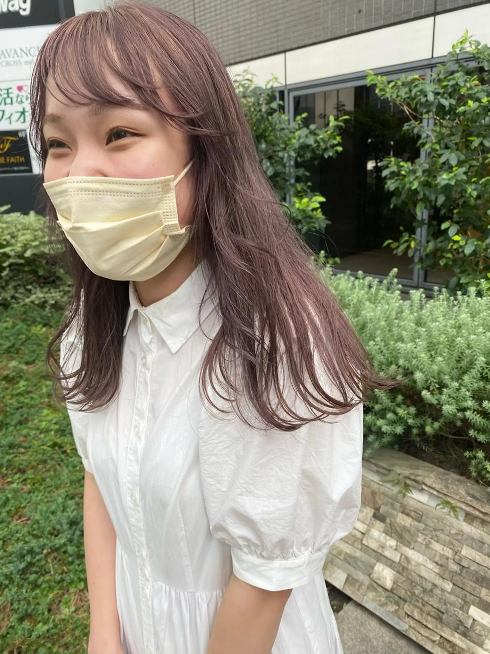 セミロング デザインカラー/ボブ ブリーチカラー/ユリのヘアスタイル