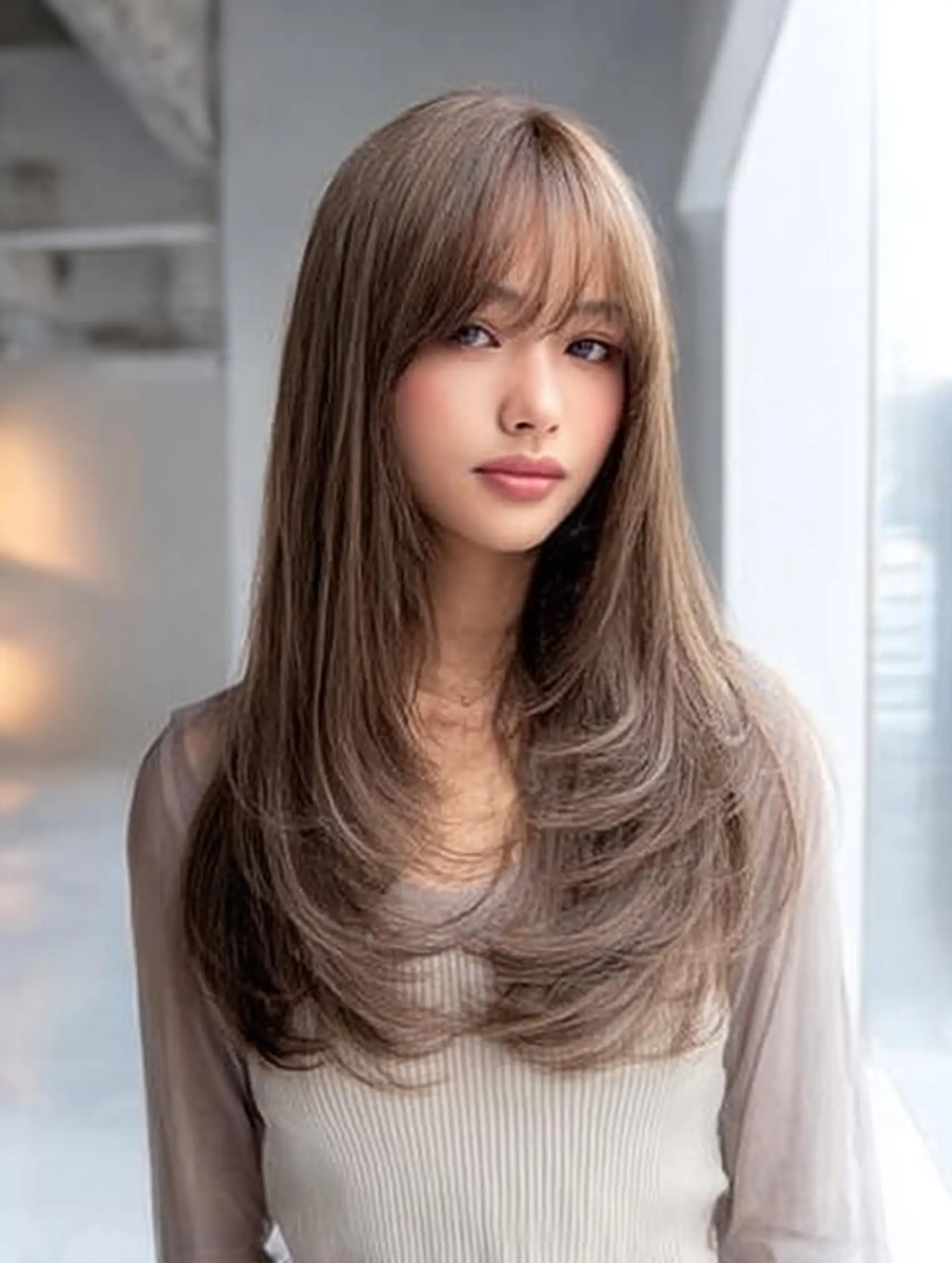 セミロング ハッシュカット 髪質改善 レイヤーカット 縮毛矯正 トリートメント カット ヘアカラー 縮毛矯正 トリートメント 生艶髪＆レイヤー🔔 渋谷お薦めNo.1✨のヘアスタイル