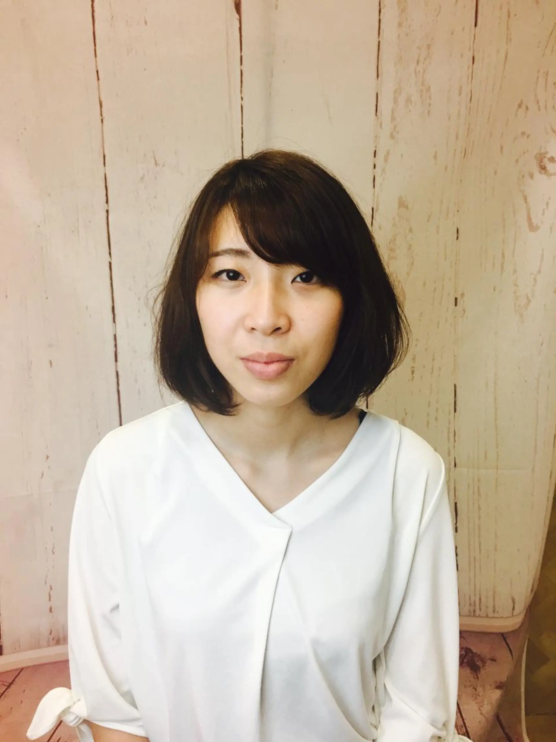 ミディアム パーマ ミディアムパーマ ボブ 川野辺幸雄☆髪質改善 ハイライト☆白髪のヘアスタイル