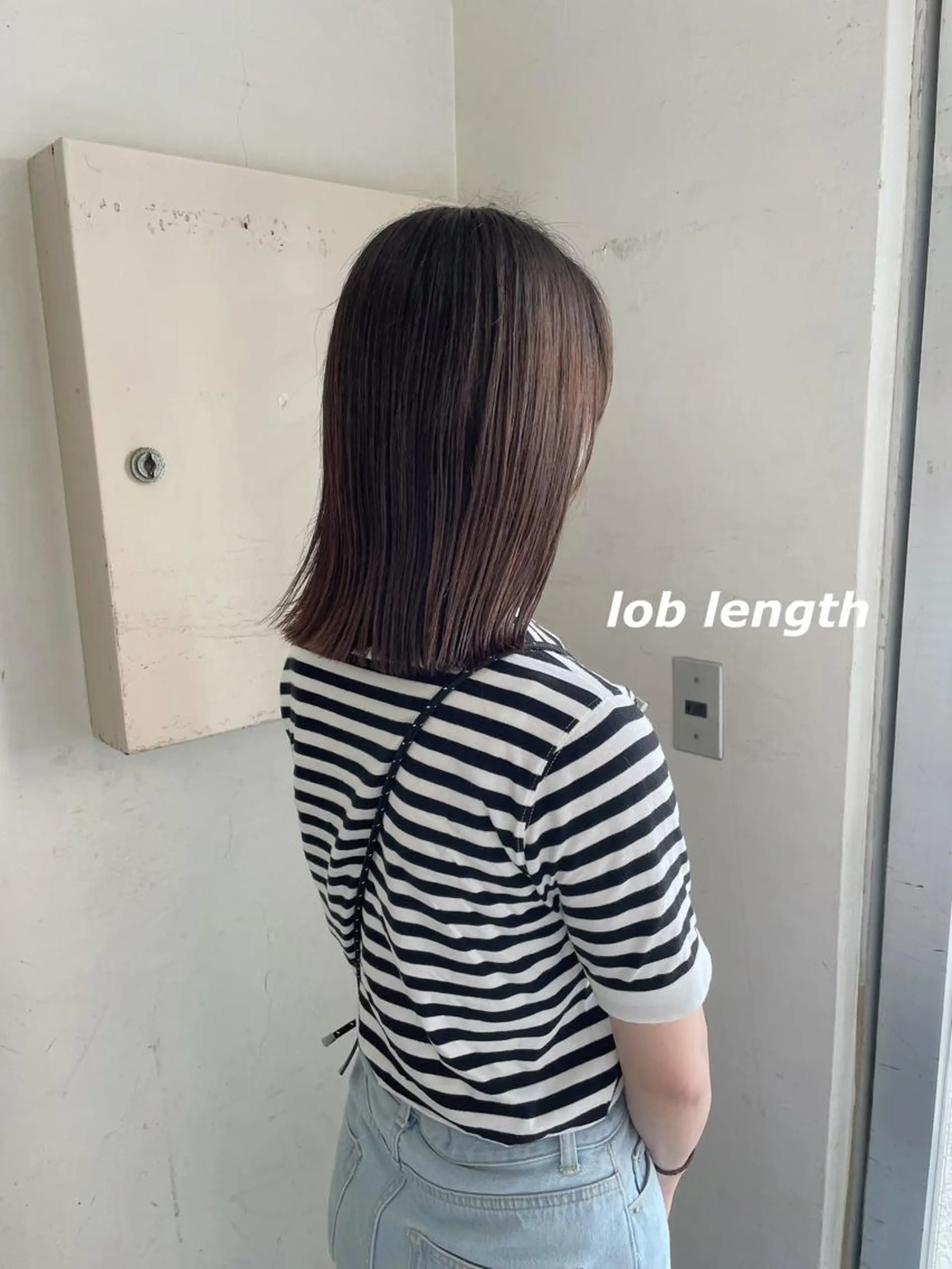 ミディアム 切りっぱなしロブ カット トリートメント 切りっぱなしボブ ソノキユウカのヘアスタイル