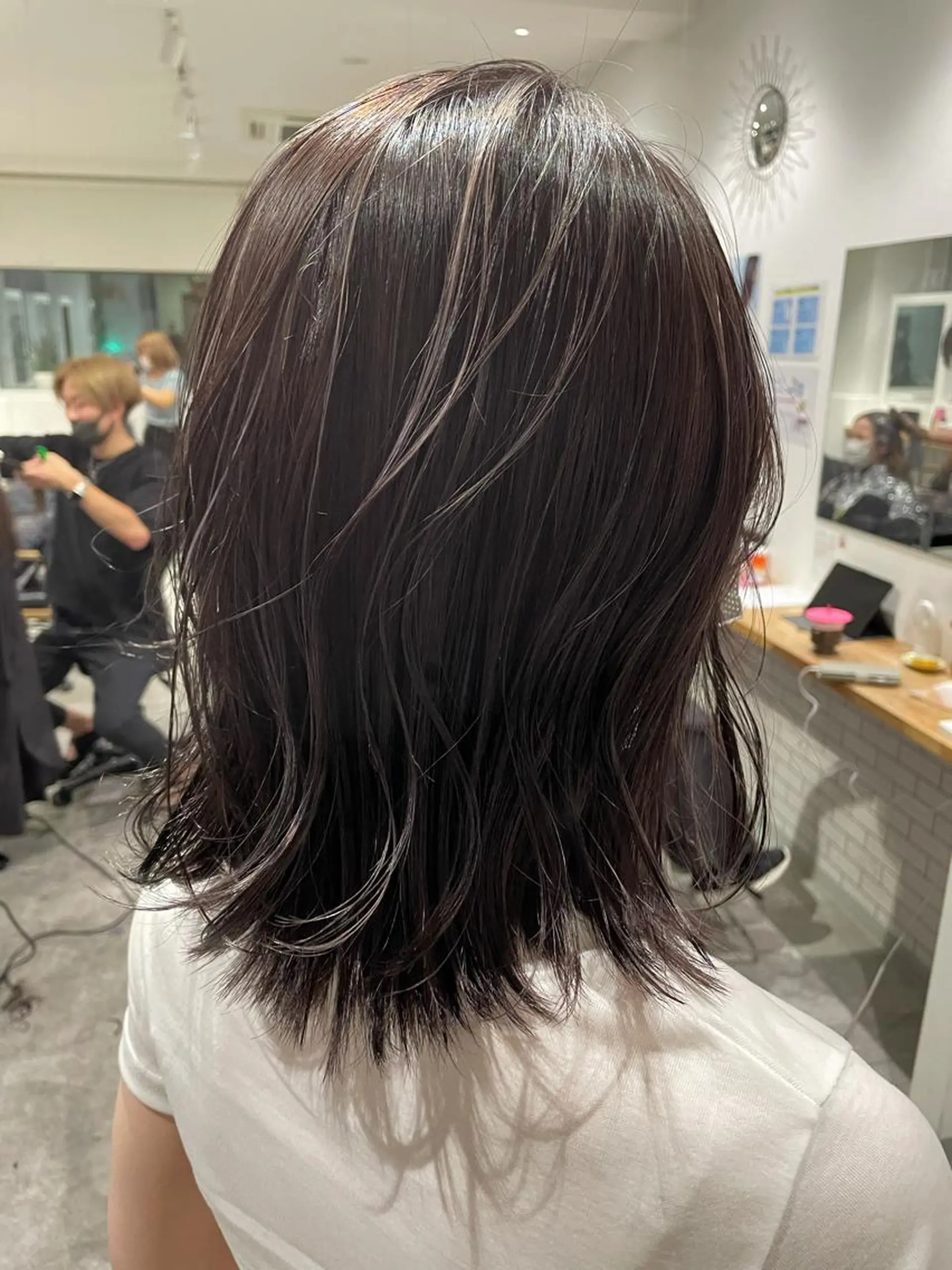 ミディアム カラー ハイライトカラー ラベンダーカラー ピンクカラー ピンクラベンダー ハイライト 京都美容師 塩のヘアスタイル