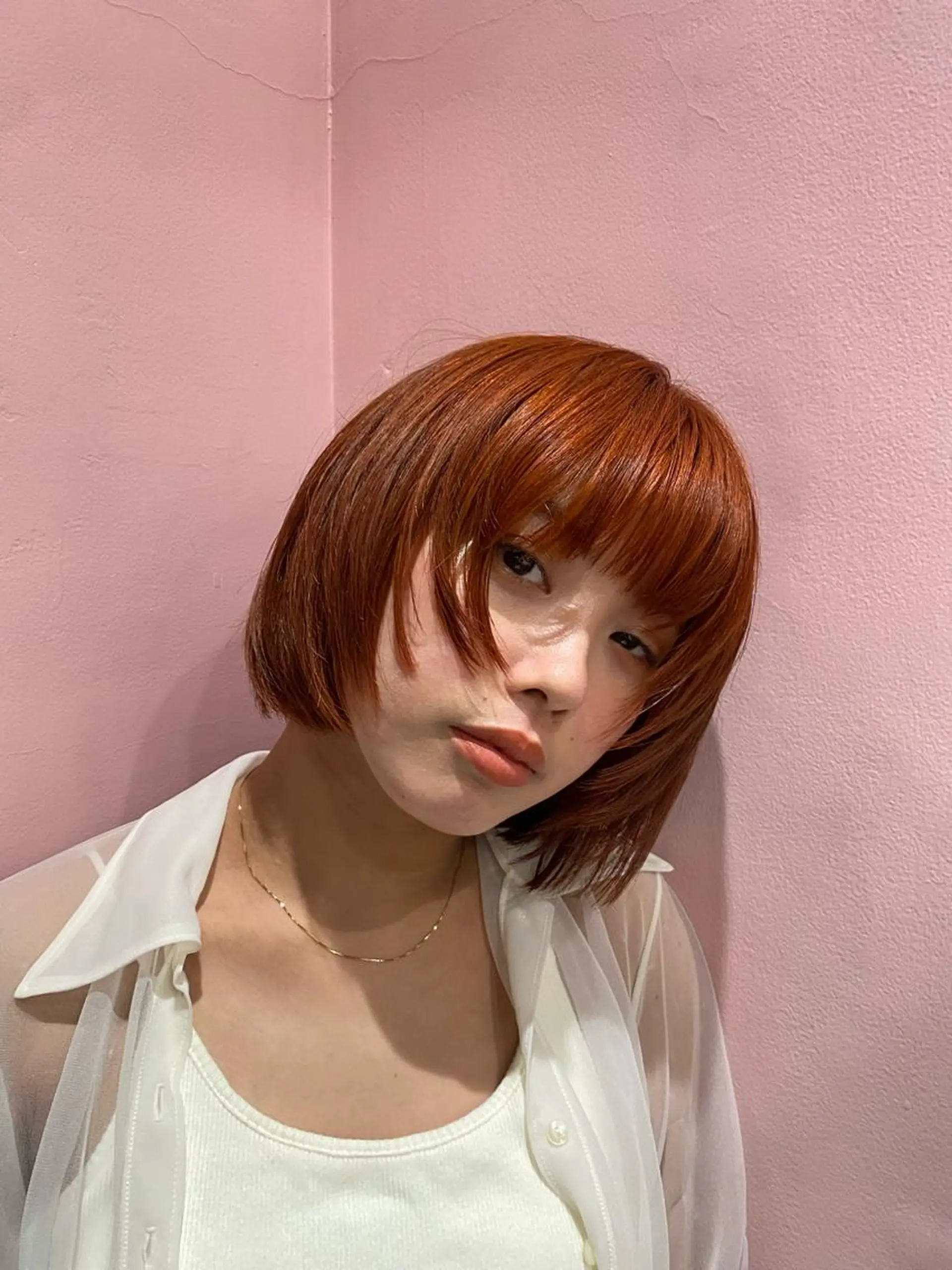 カラー ブリーチ オレンジ ヘアカラー mina🪐立川駅/ 無料ショートカットのヘアスタイル