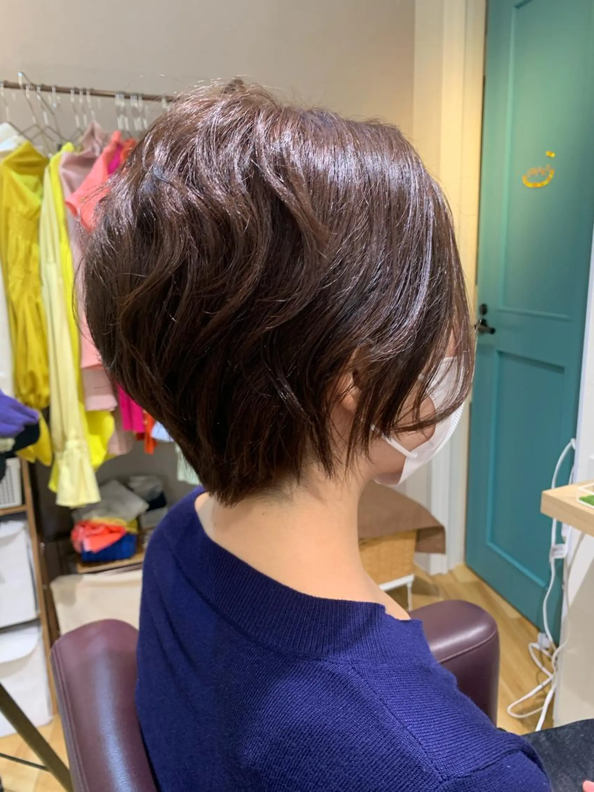 ショート カラー パーマ ヘアアレンジ メンズ キッズ テラコッタ 顔周りカット レイヤーカット ショートヘア ストレートパーマ 白髪世代特化 🌿飯塚京橋のヘアスタイル