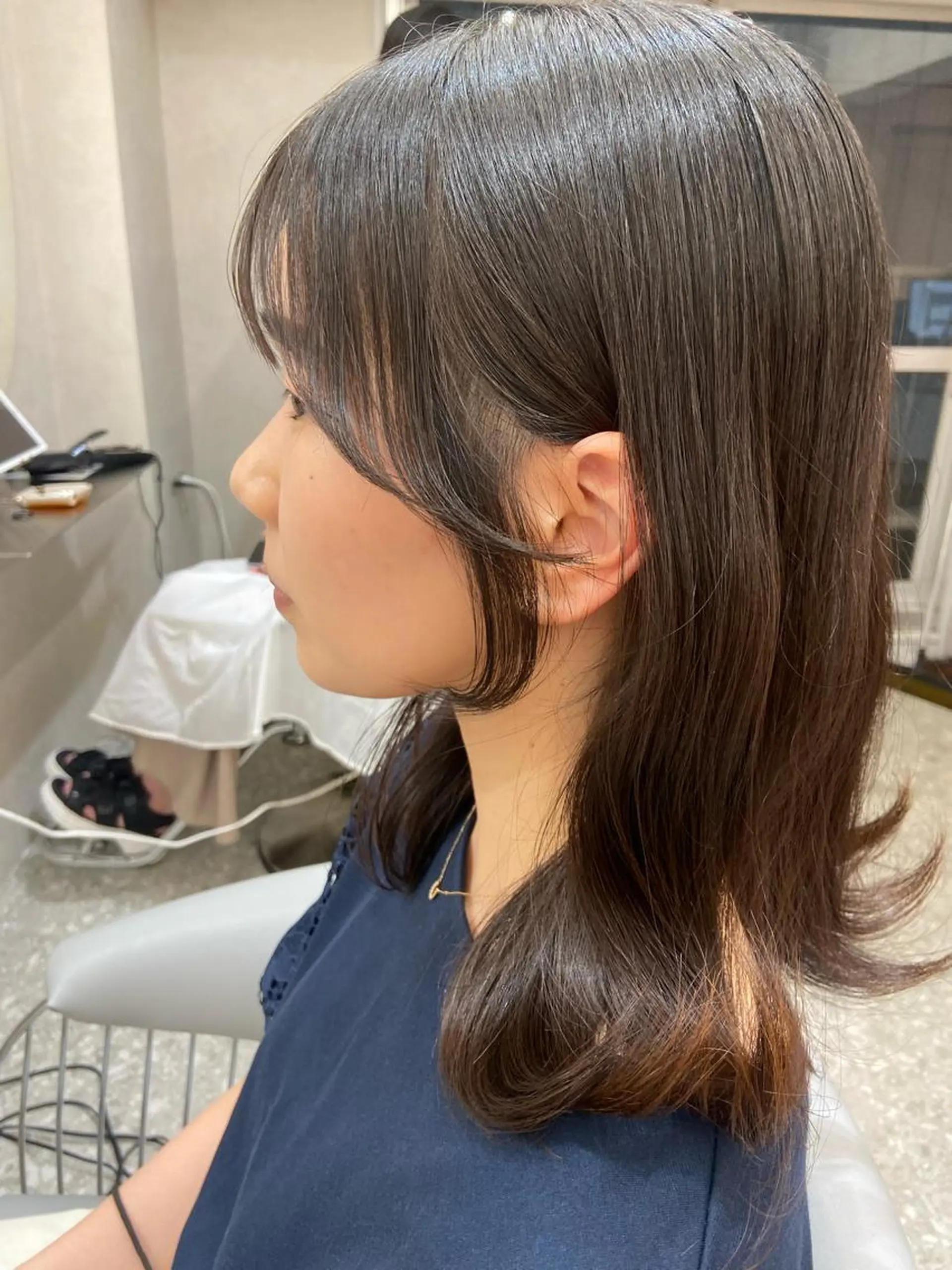 ミディアム くびれヘア 韓国風ヘア 新宿/韓国ヘア 中明度カラー/かやのヘアスタイル