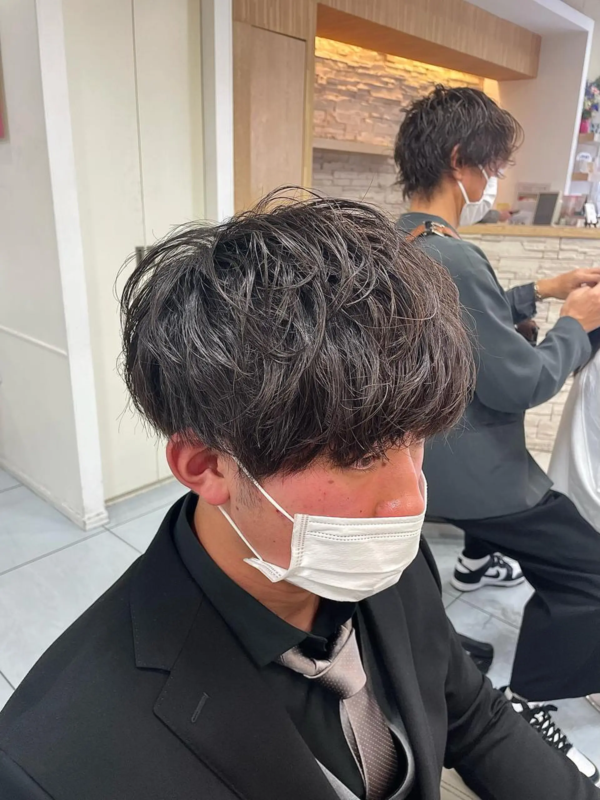 ミディアム パーマ ヘアアレンジ メンズ ミディアムパーマ アップバング フェードカット メンズハイライト メンズメッシュ 🔮メンズ縮毛矯正 メンズパーマ💎竹永のヘアスタイル