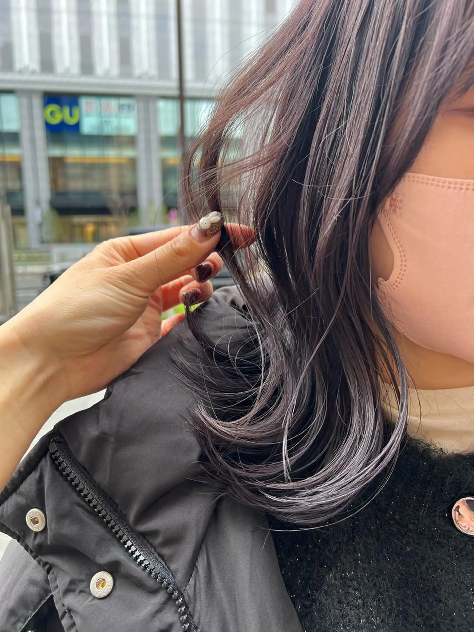 ミディアム カラー ラベンダーカラー カット 縮毛矯正 ツキノキ ミナのヘアスタイル