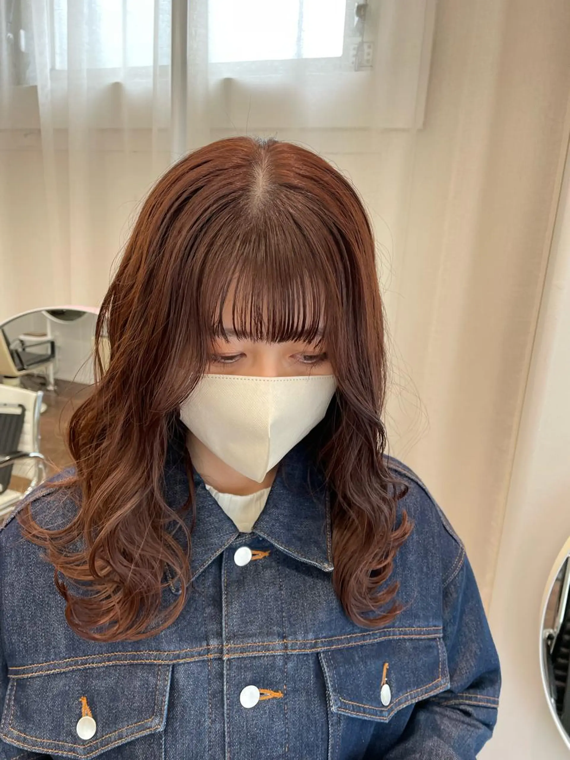 セミロング カラー ブリーチ ブラウンカラー ブリーチなしカラー オレンジ オレンジブラウン カット ヘアカラー トリートメント レイヤーカット🎀 kanaのヘアスタイル