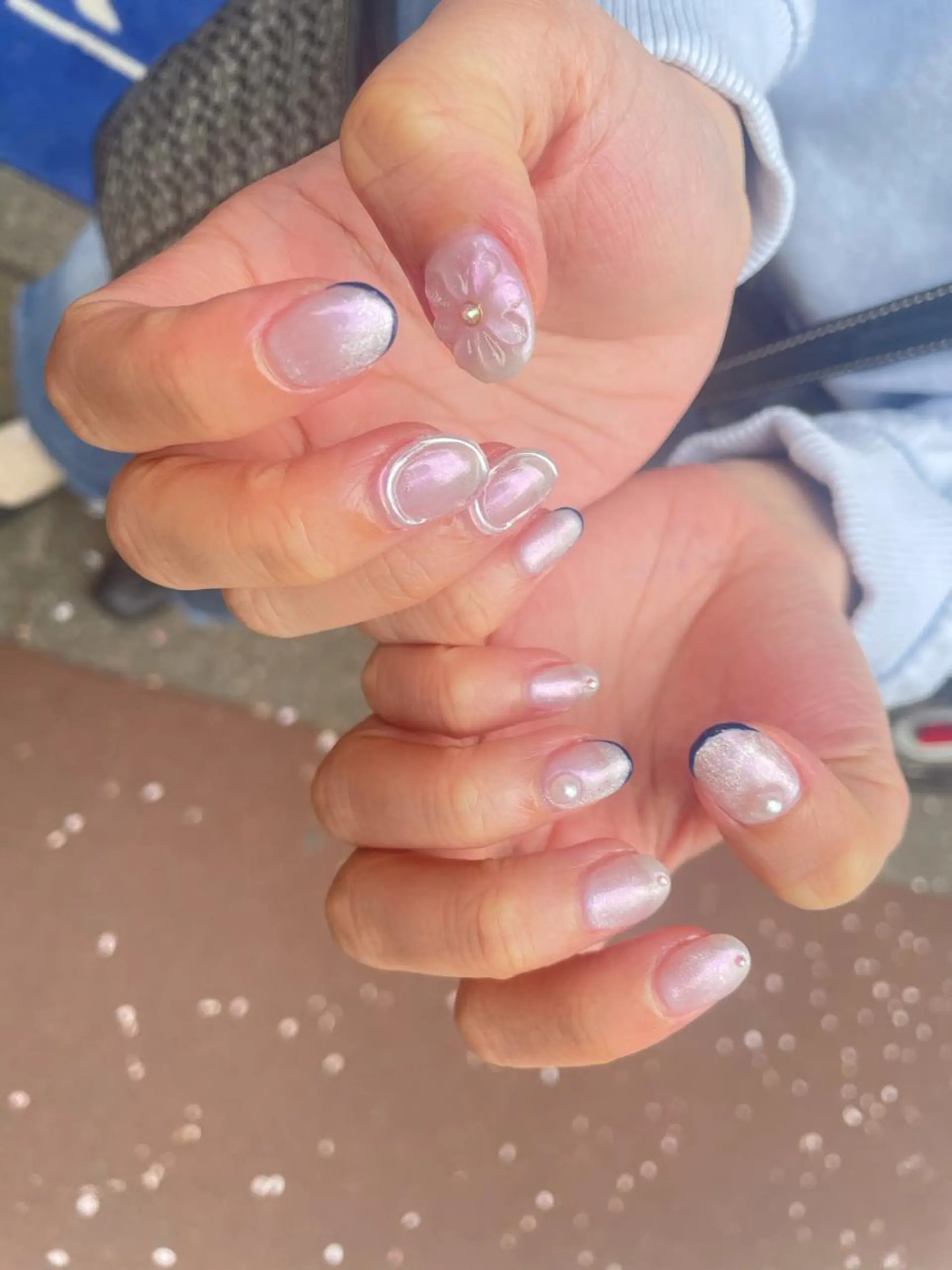 ネイル ハンドネイル ハンドケア はばすみれ🎀ﾈｲﾙ 光ﾌｪｲｼｬﾙ ﾍｱのネイルデザイン