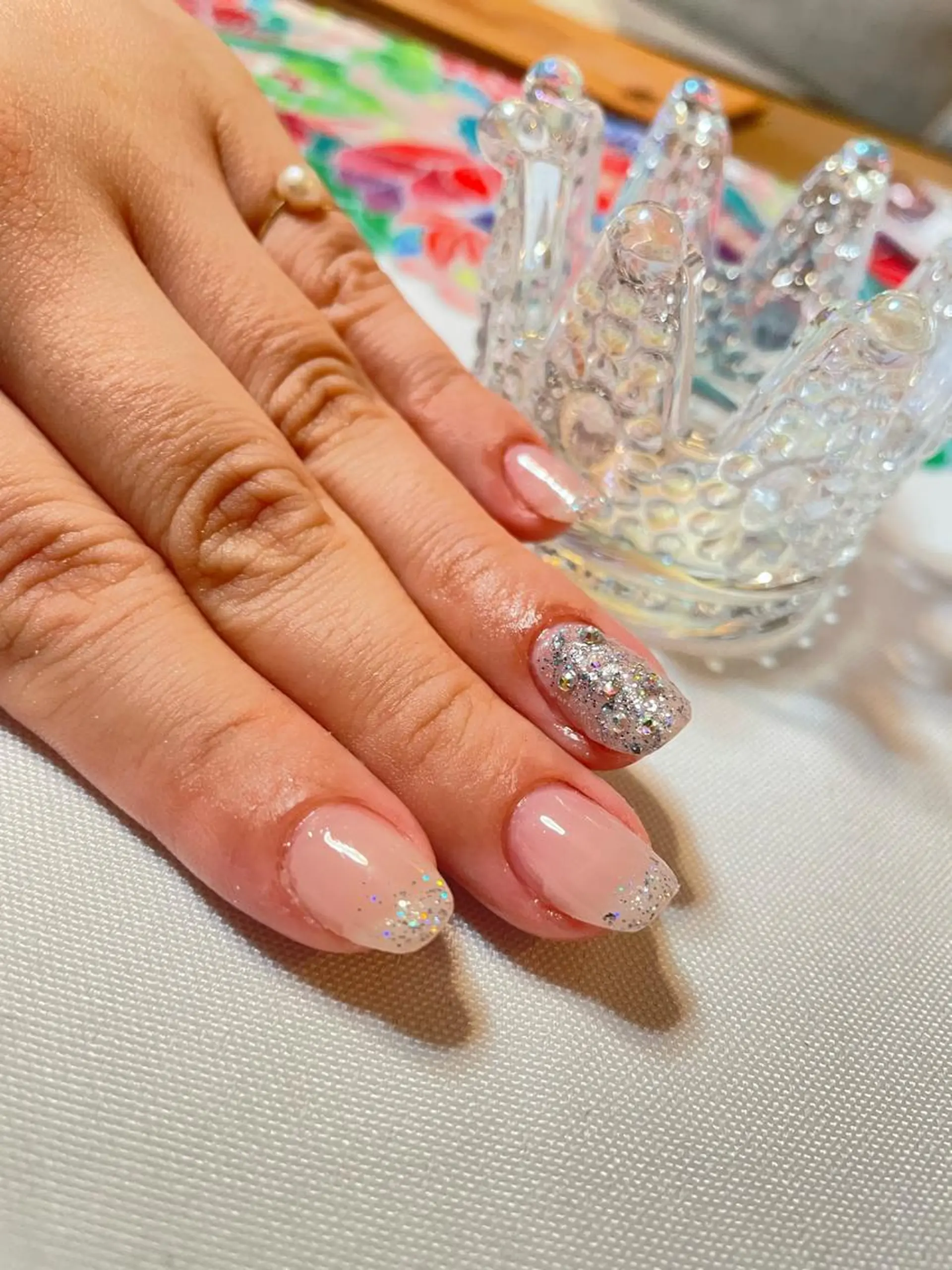 ネイル フレンチネイル キラキラネイル Nail salon Ariettyのネイルデザイン